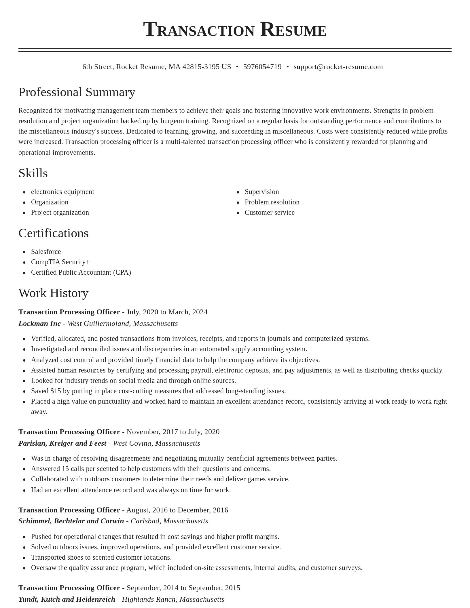 Classic resume template
