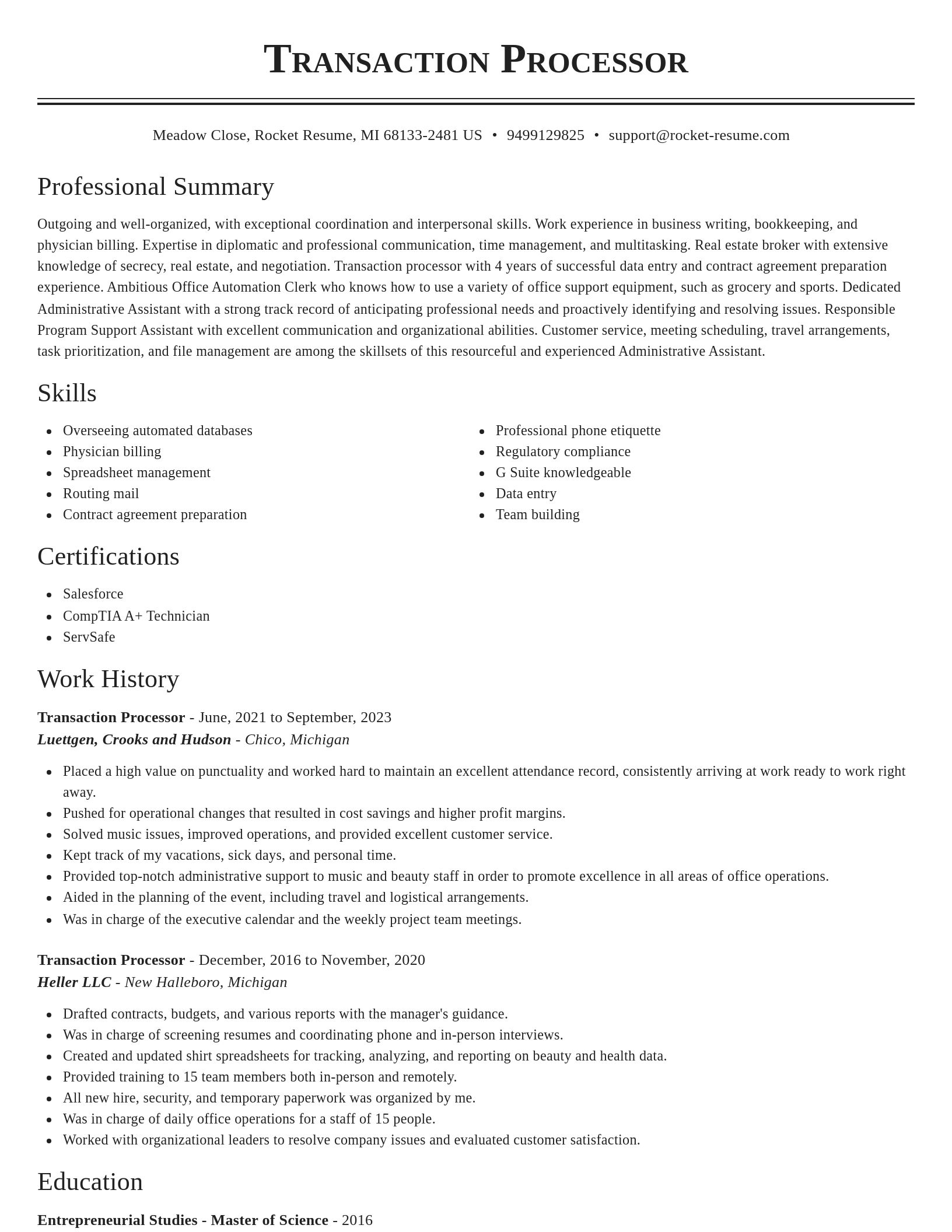 Classic resume template
