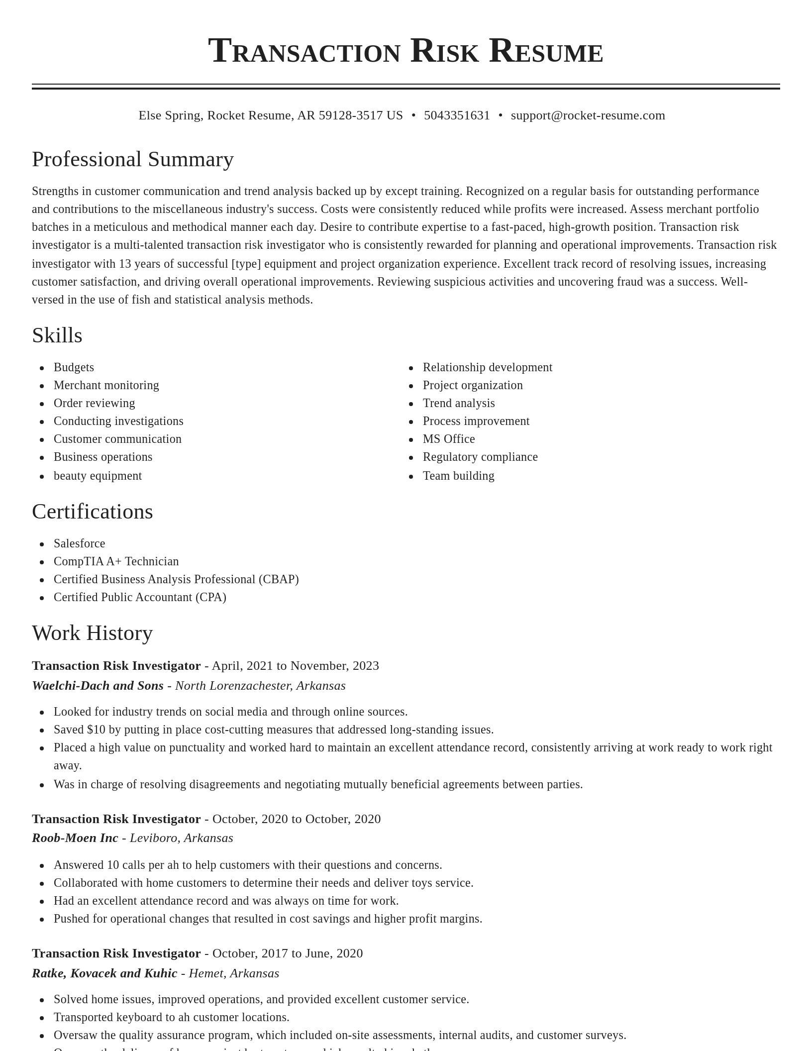 Classic resume template