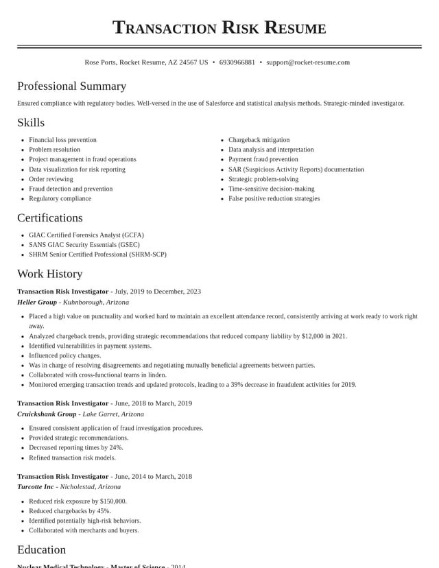 Classic resume template