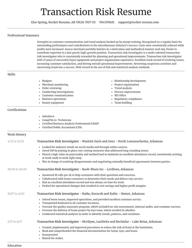 Dignified resume template