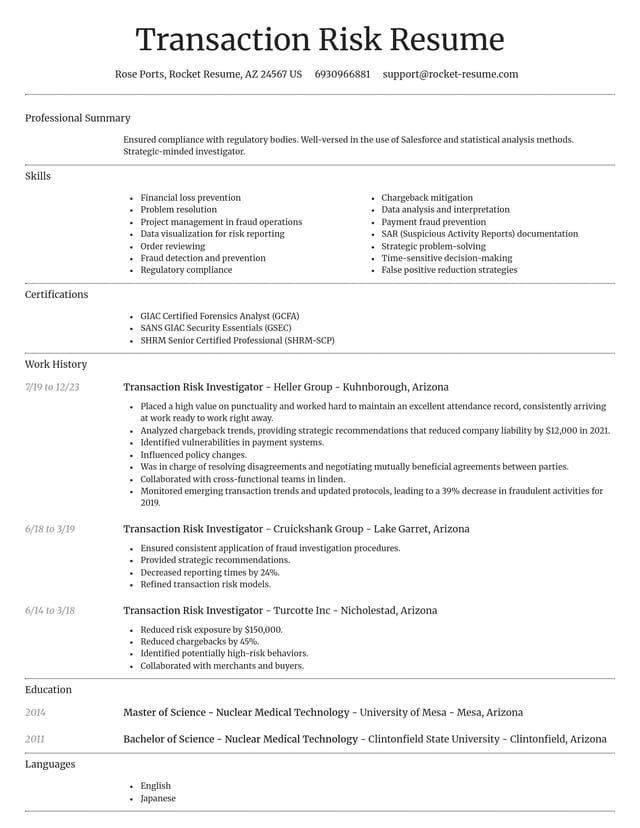 Dignified resume template