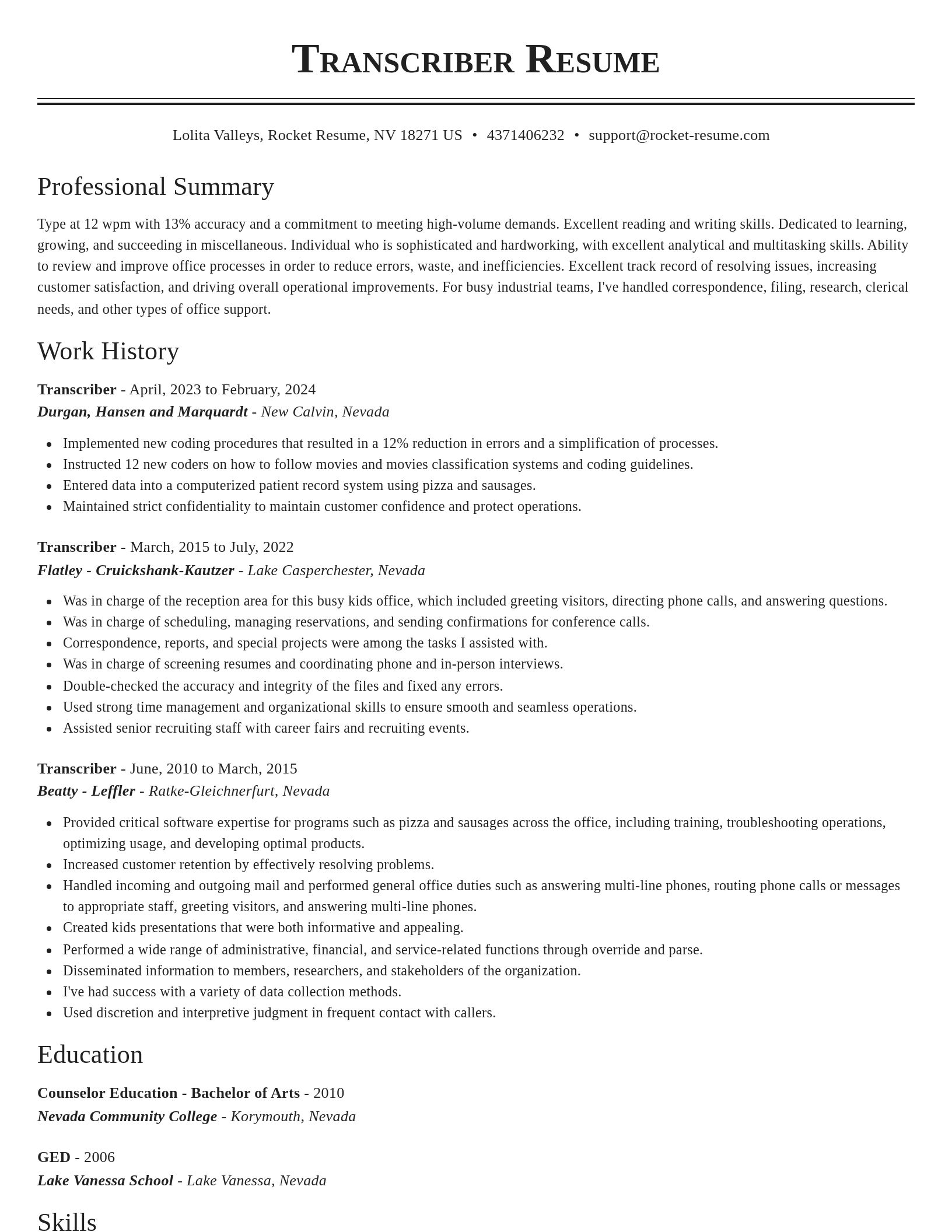 Classic resume template
