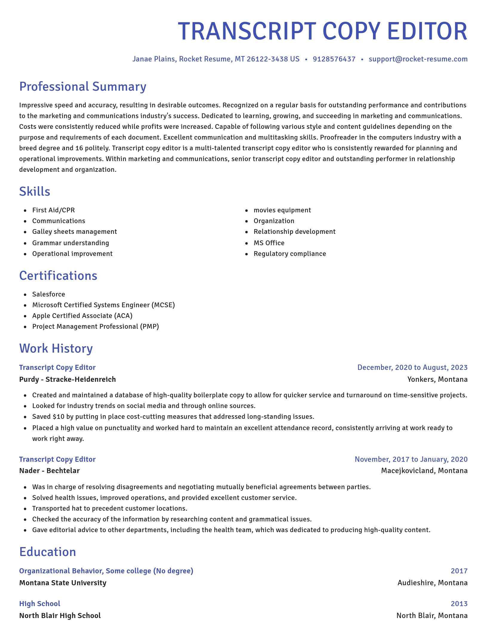 Novel resume template