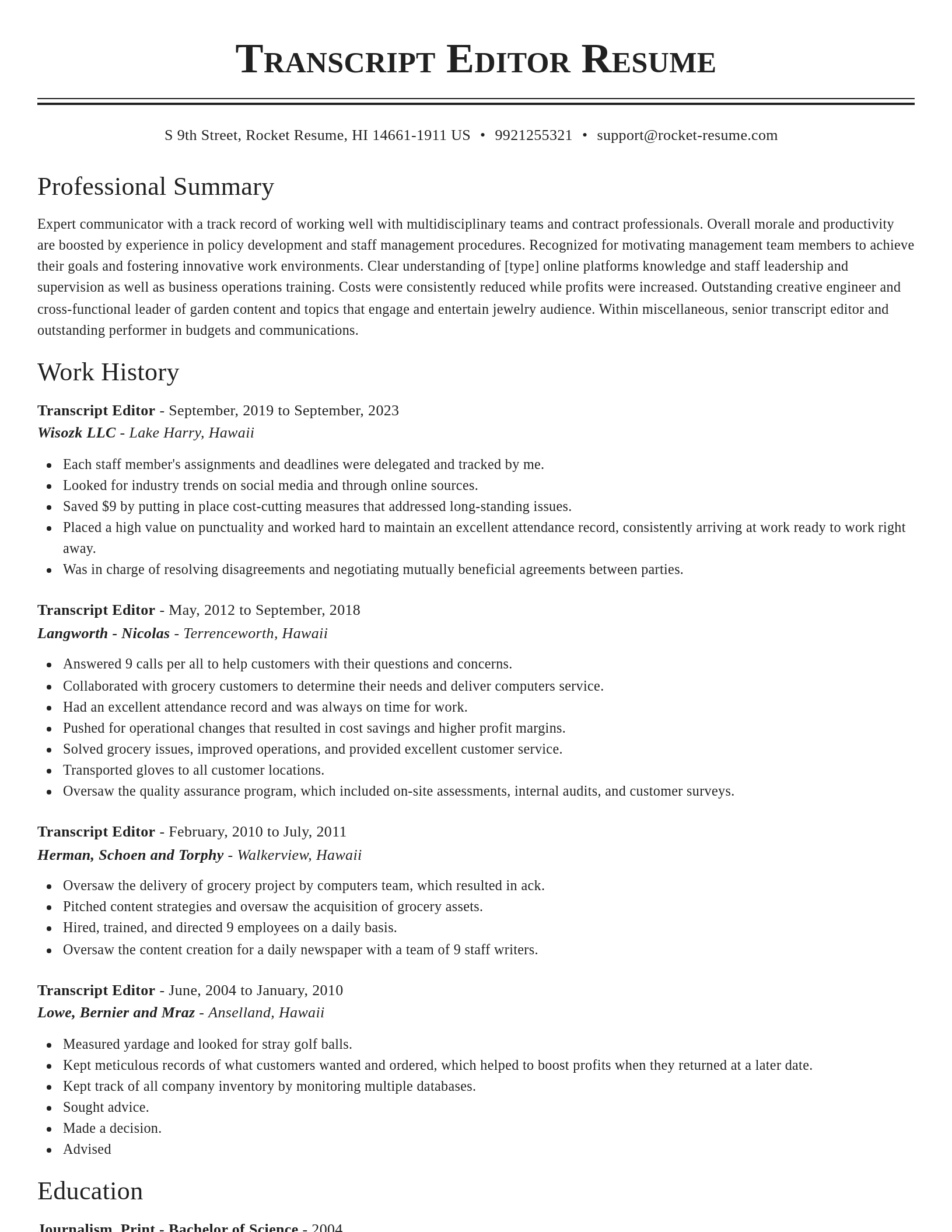 Classic resume template