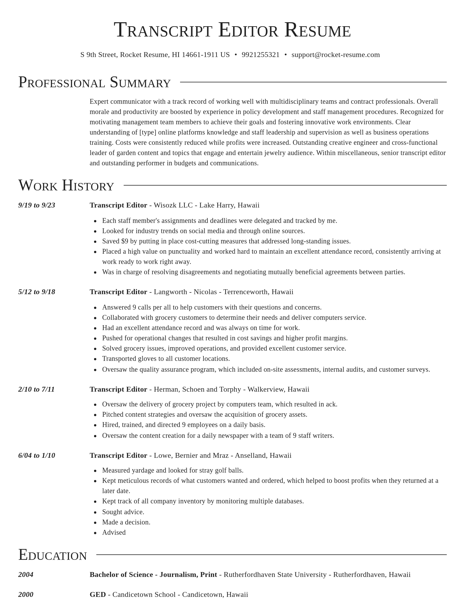 Director resume template