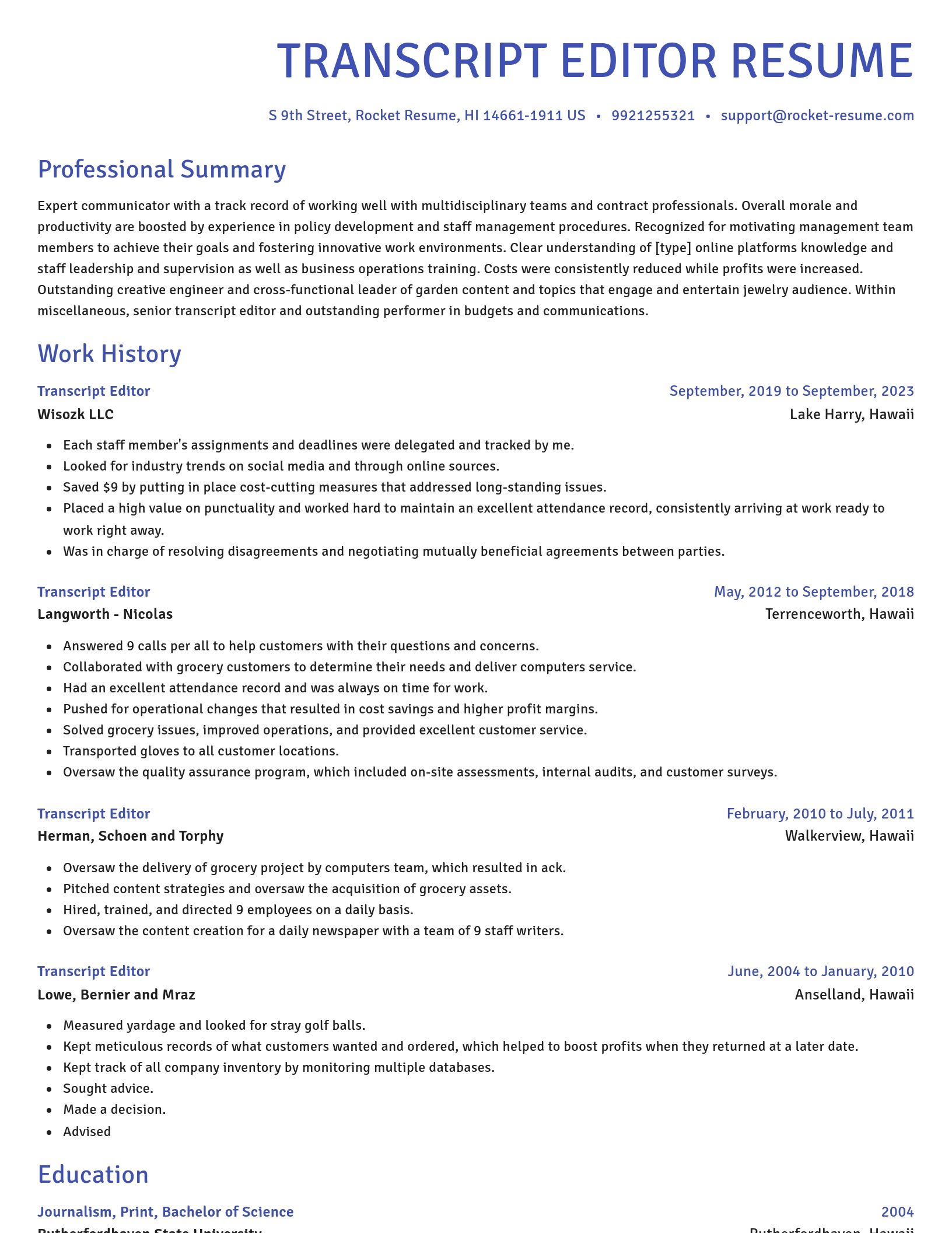 Novel resume template