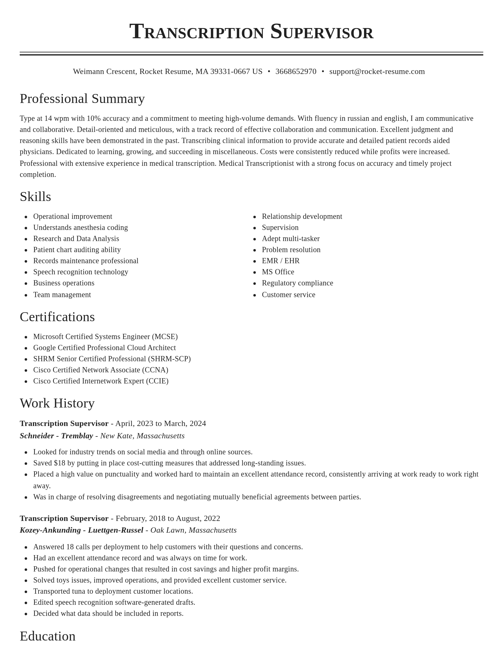 Classic resume template