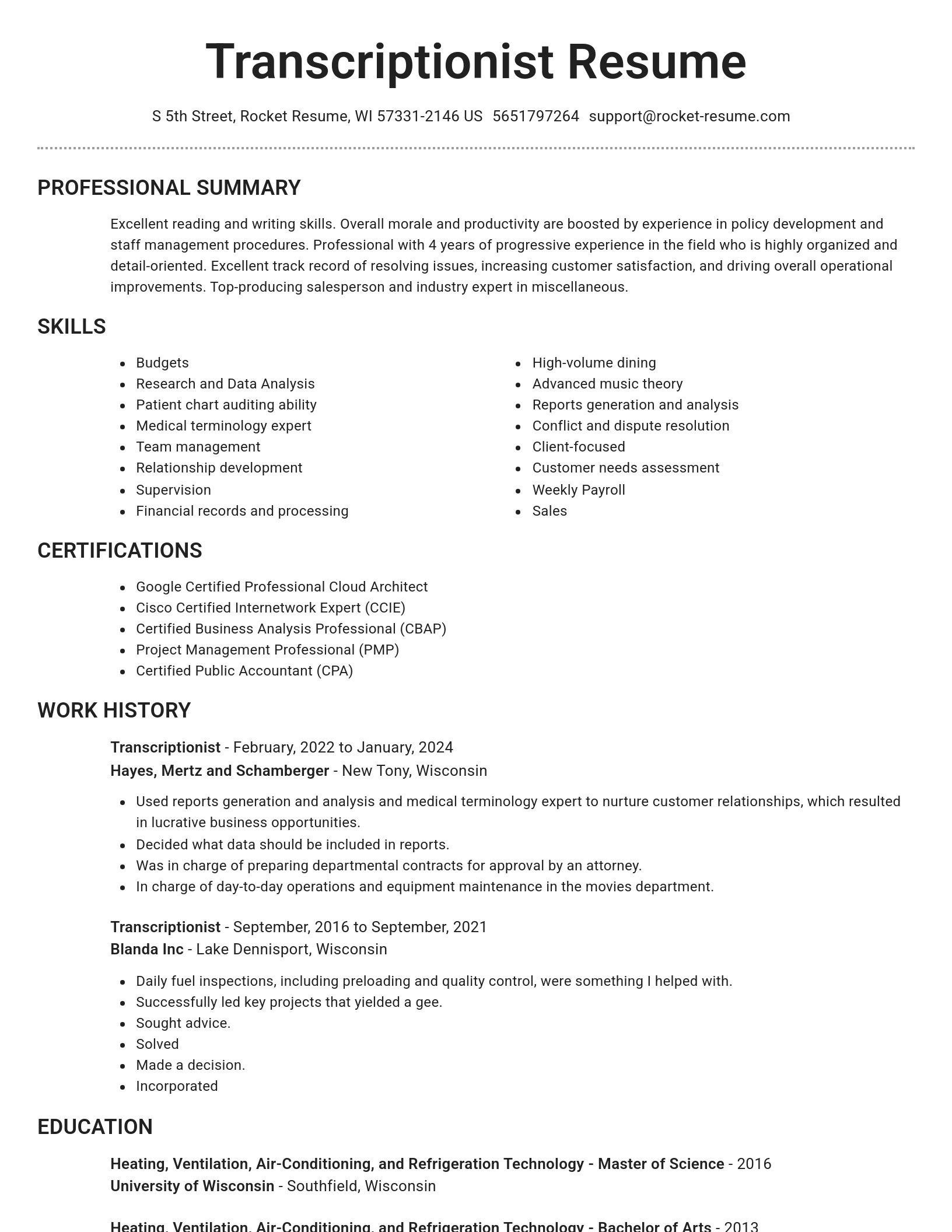 Brilliant resume template