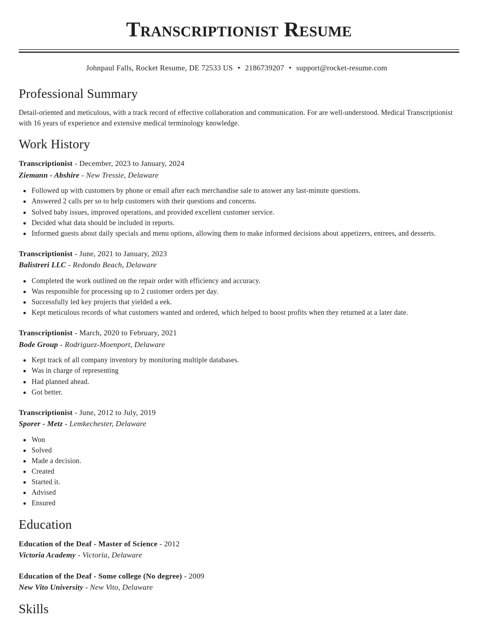 Classic resume template