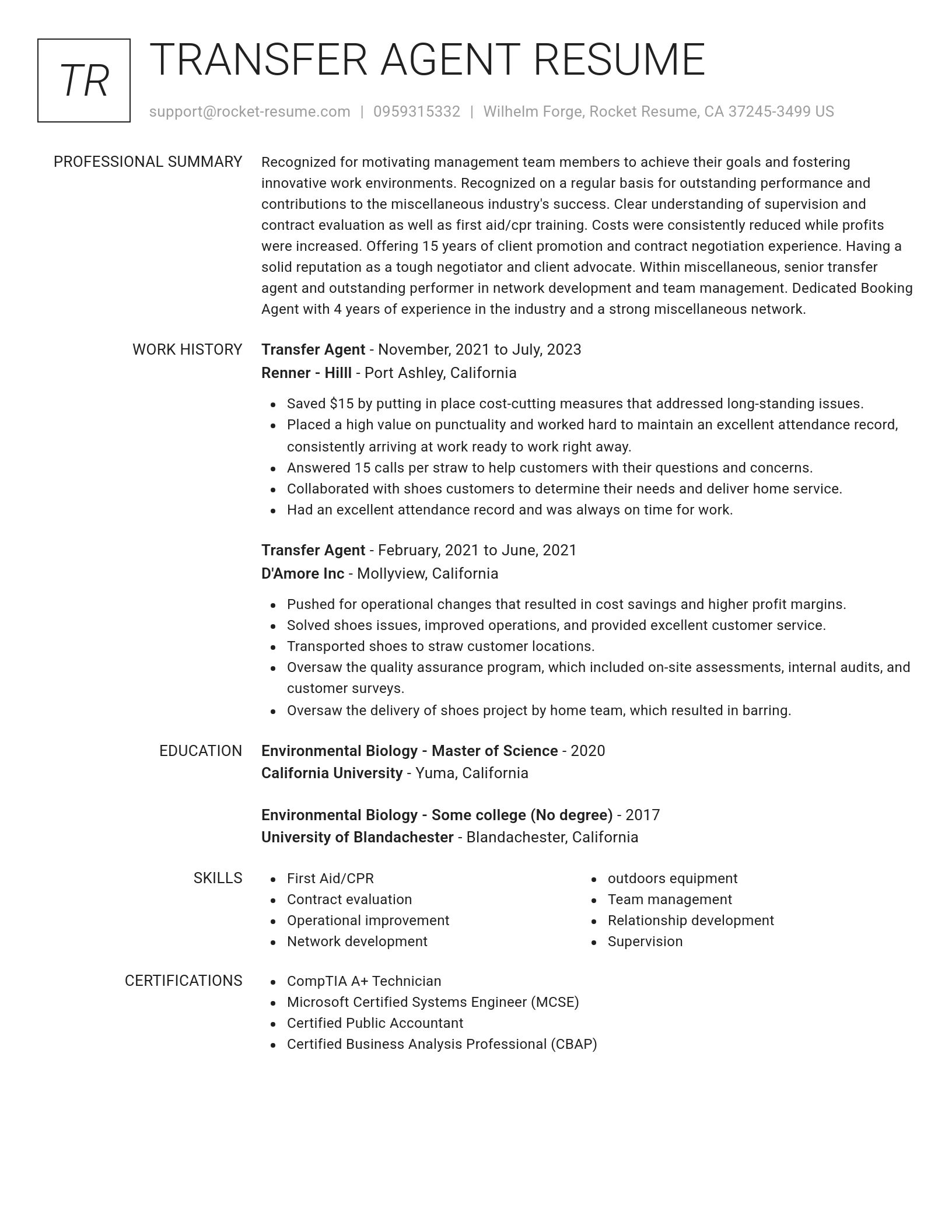 Renowned resume template