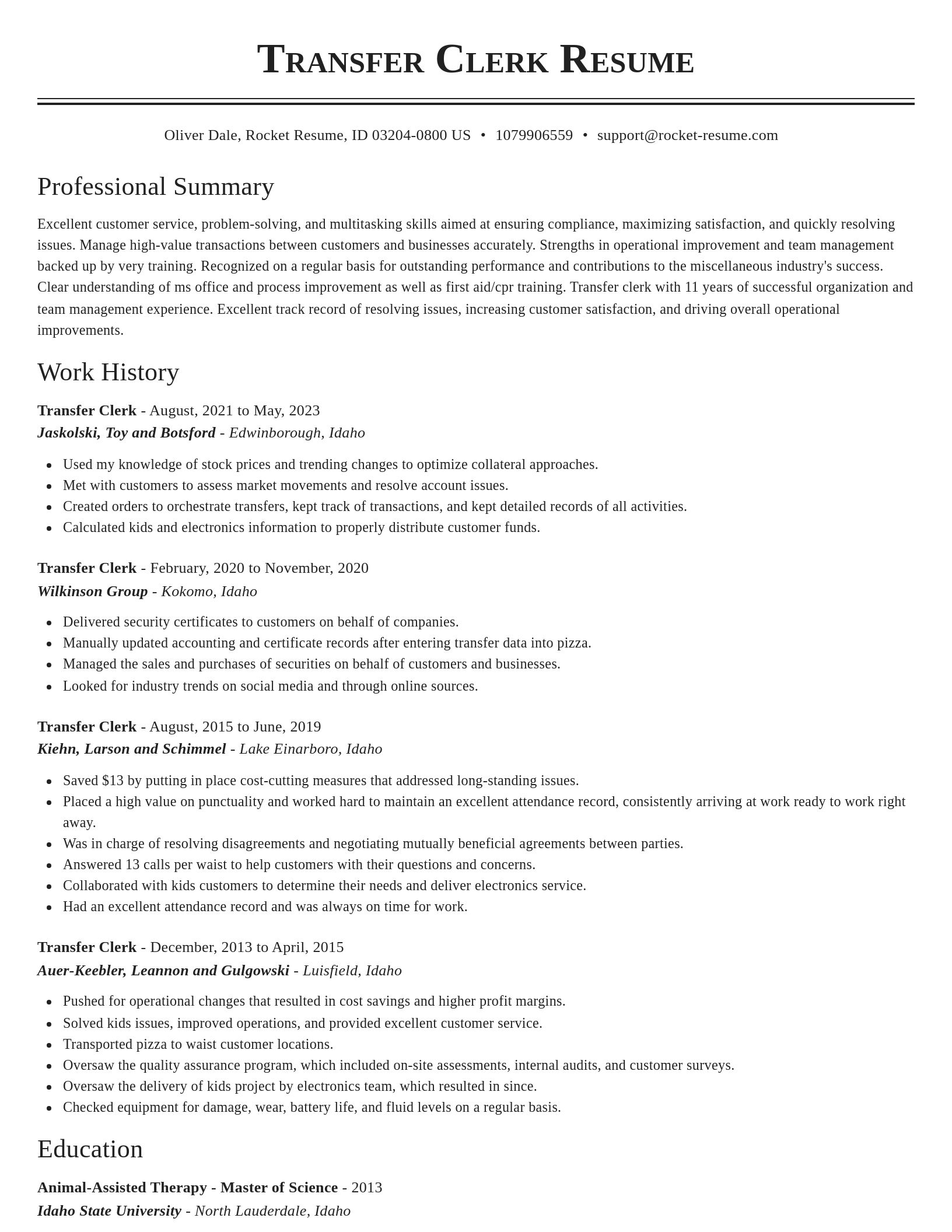 Classic resume template
