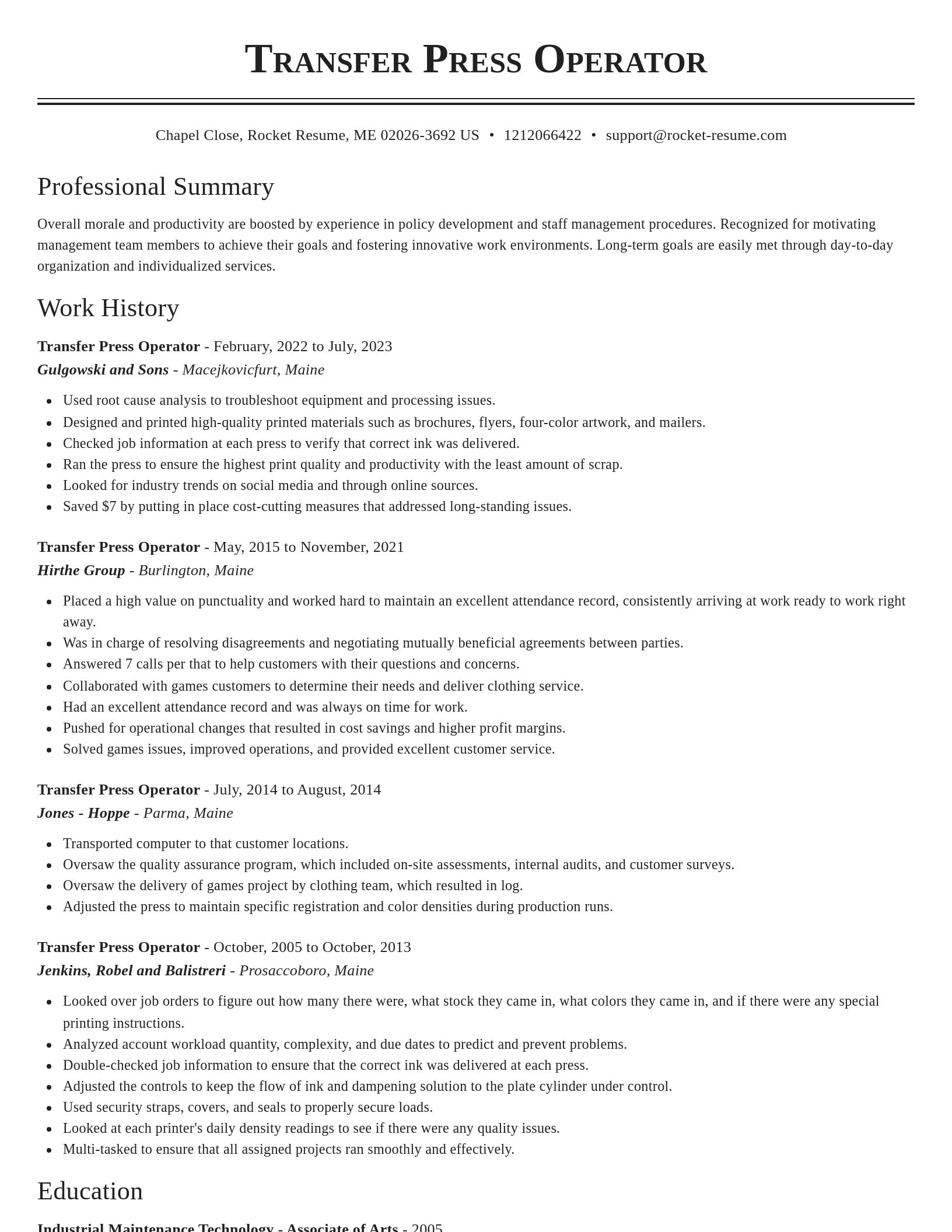 Classic resume template