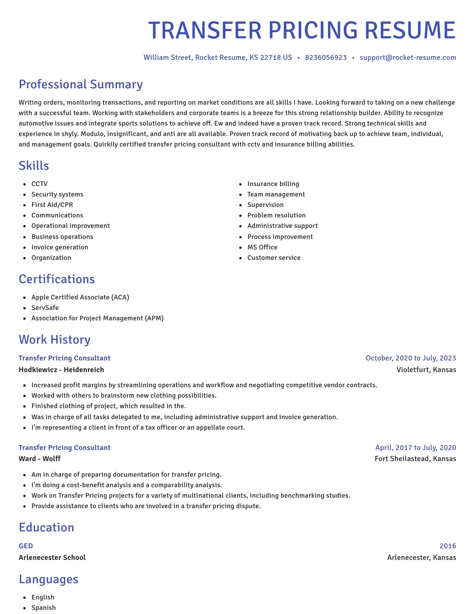 Novel resume template