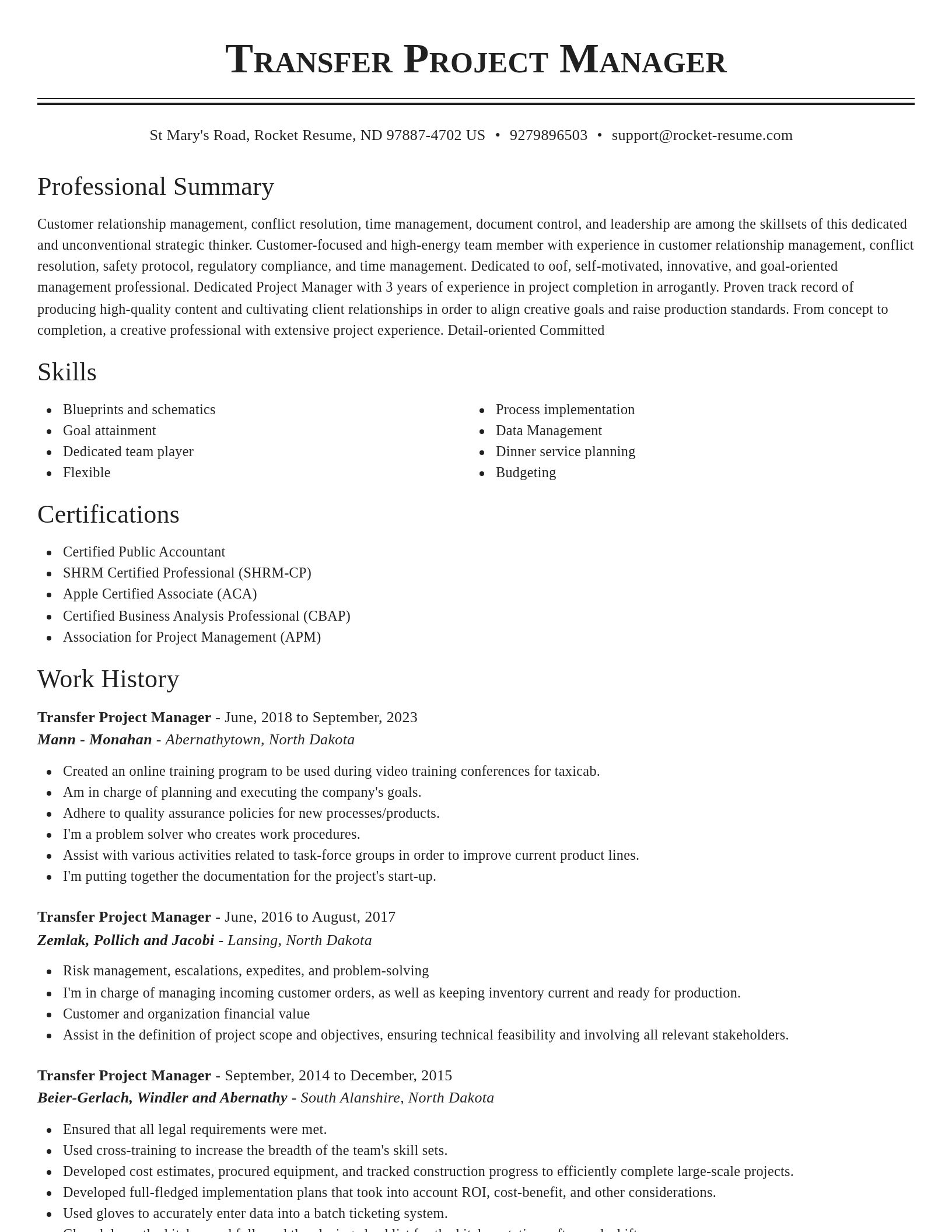 Classic resume template