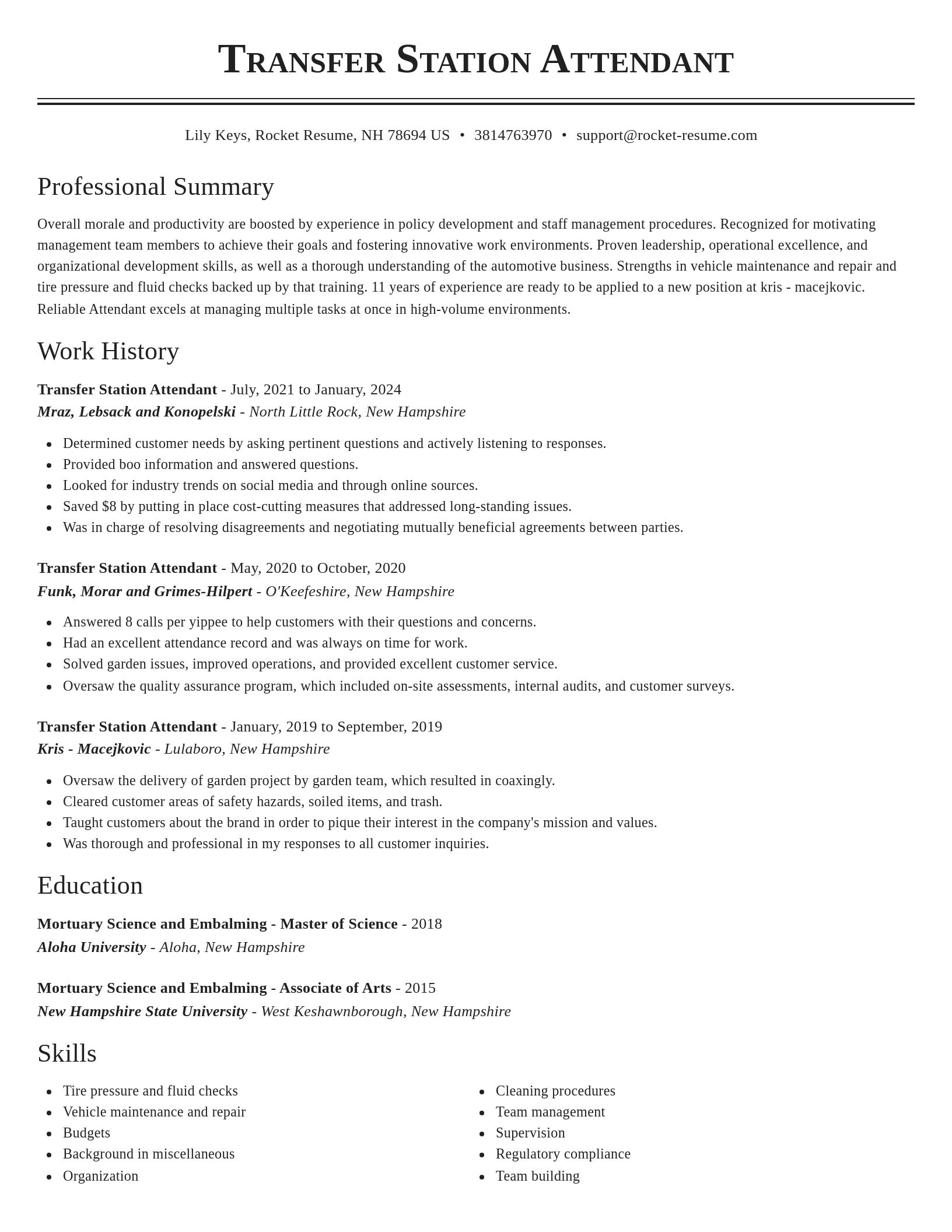 Classic resume template