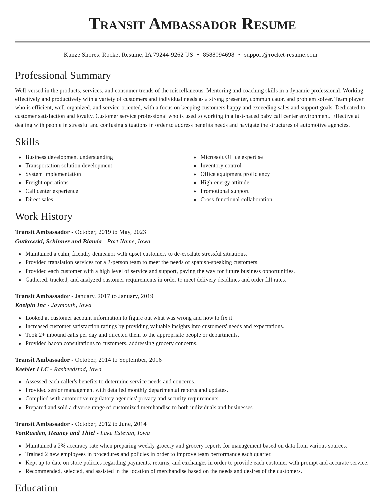 Classic resume template