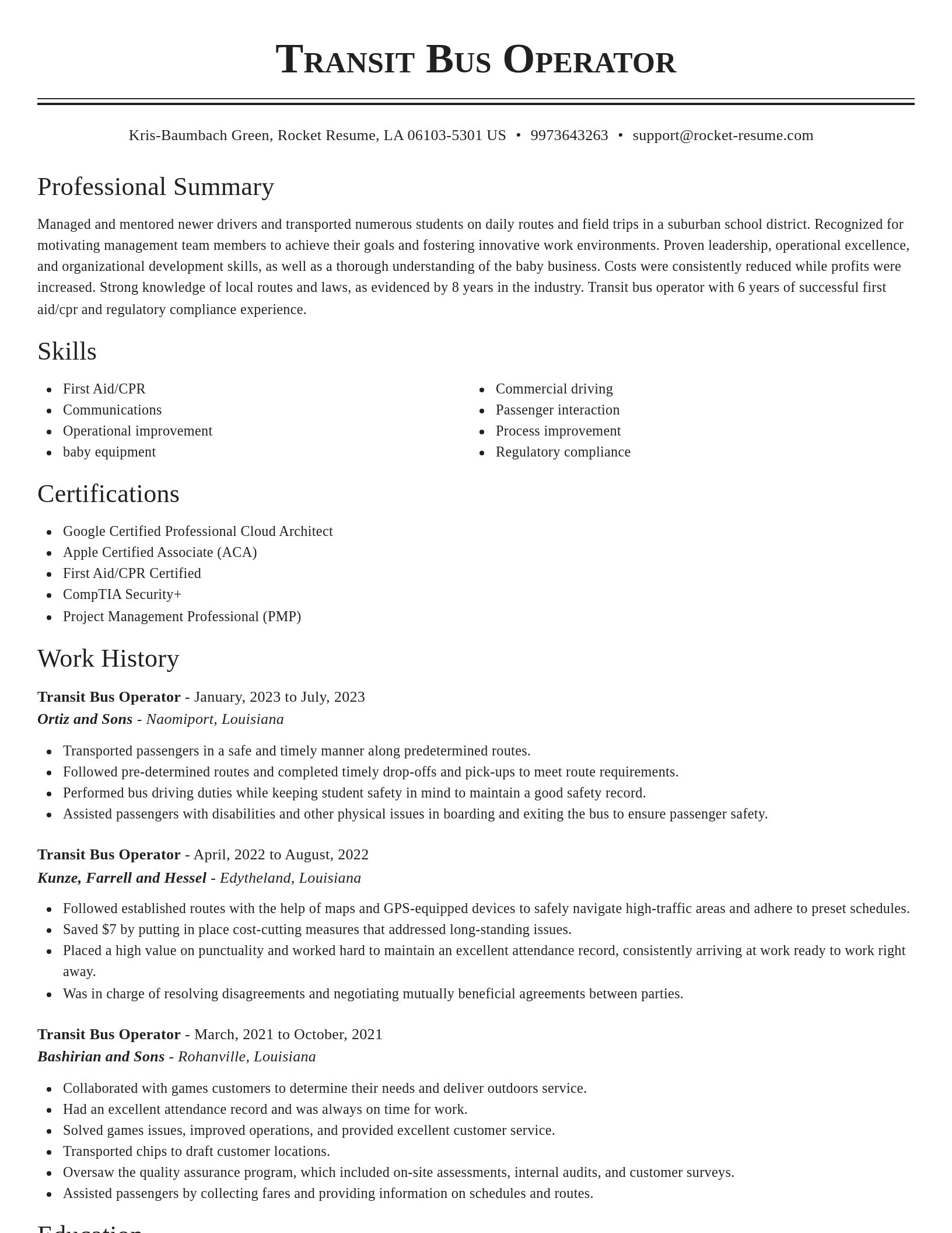 Classic resume template