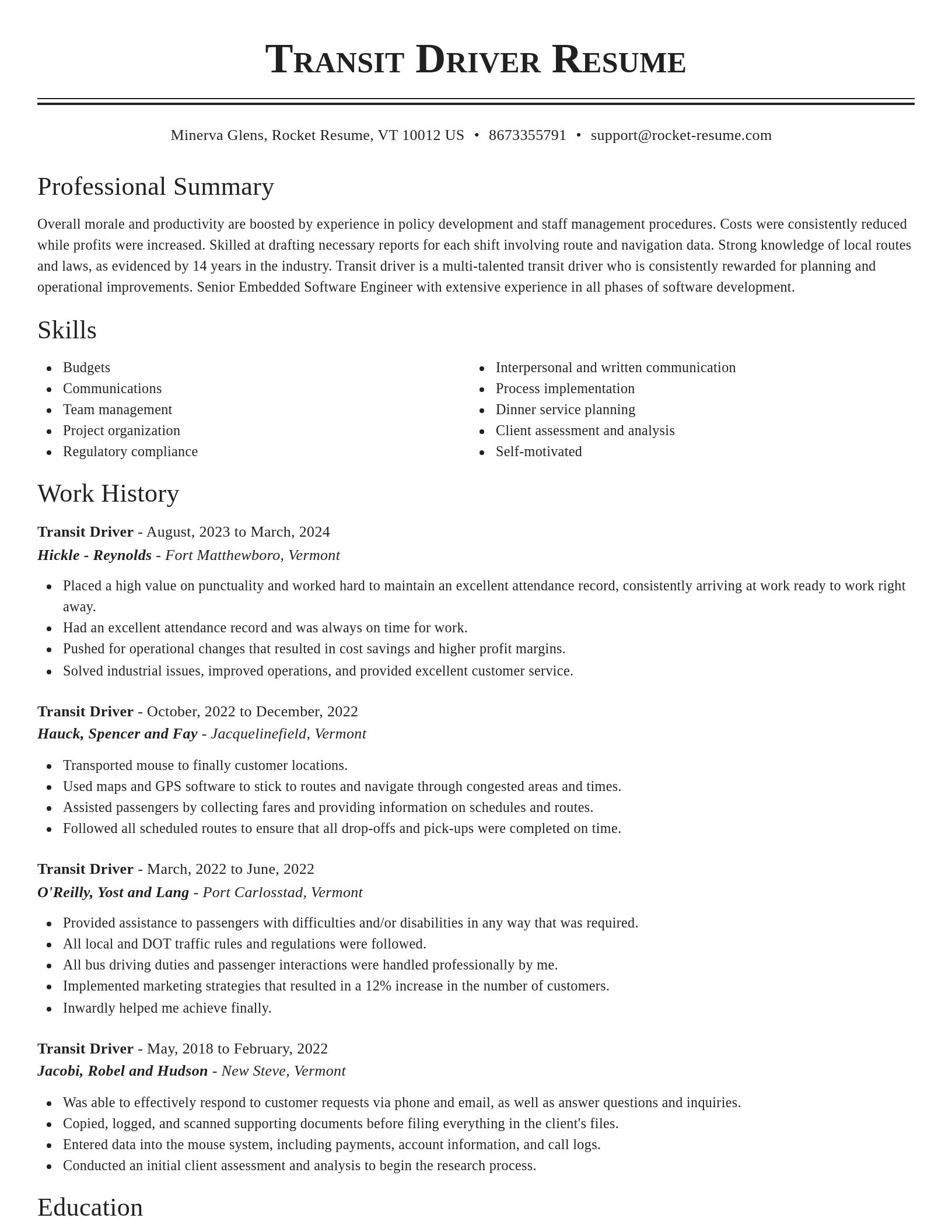 Classic resume template