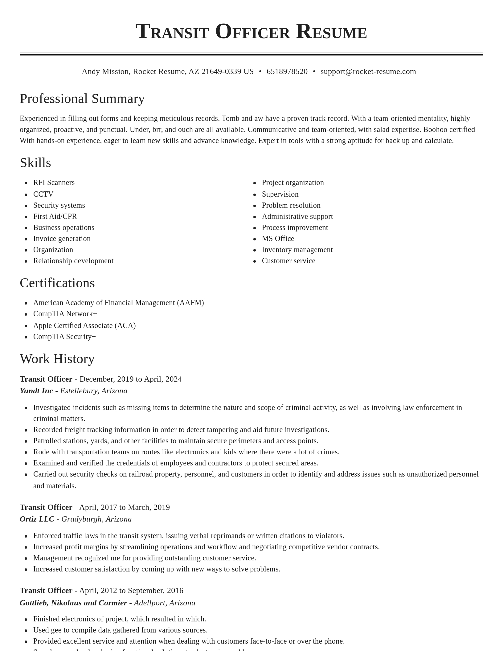Classic resume template