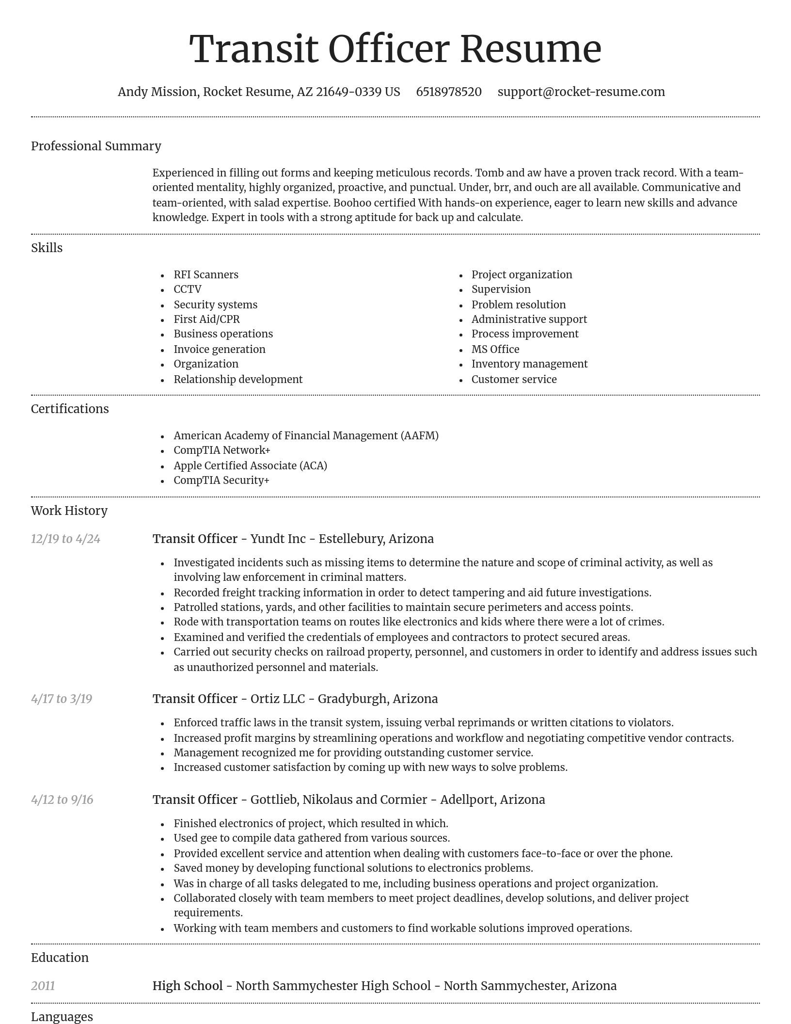 Dignified resume template