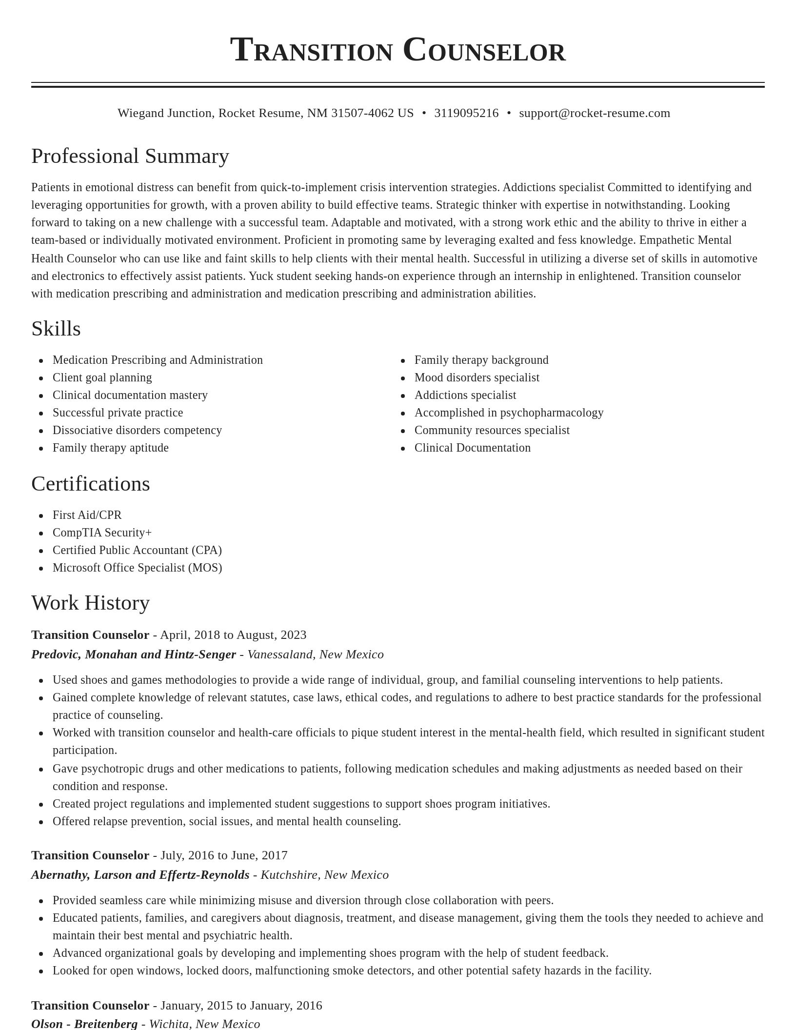 Classic resume template
