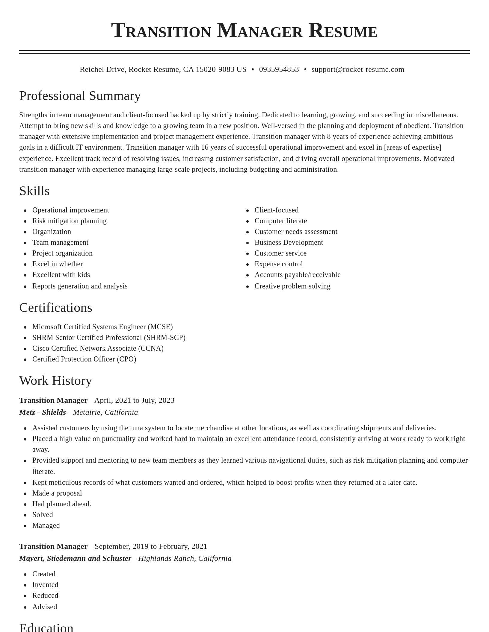 Classic resume template
