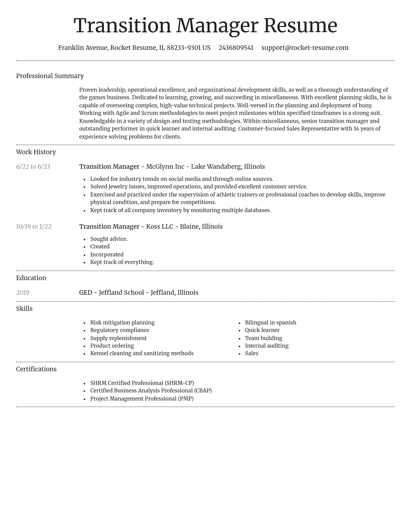 Dignified resume template