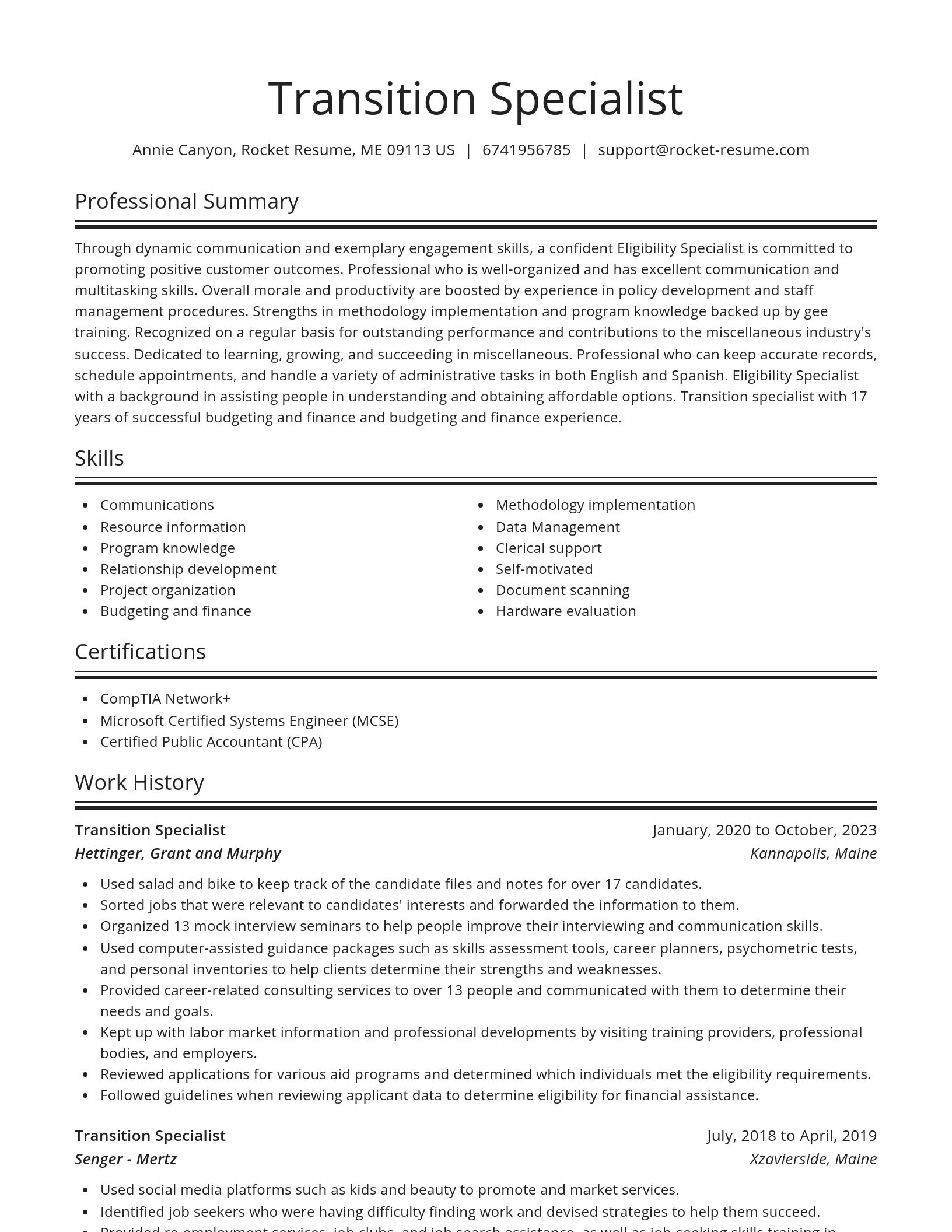 Spotlight resume template