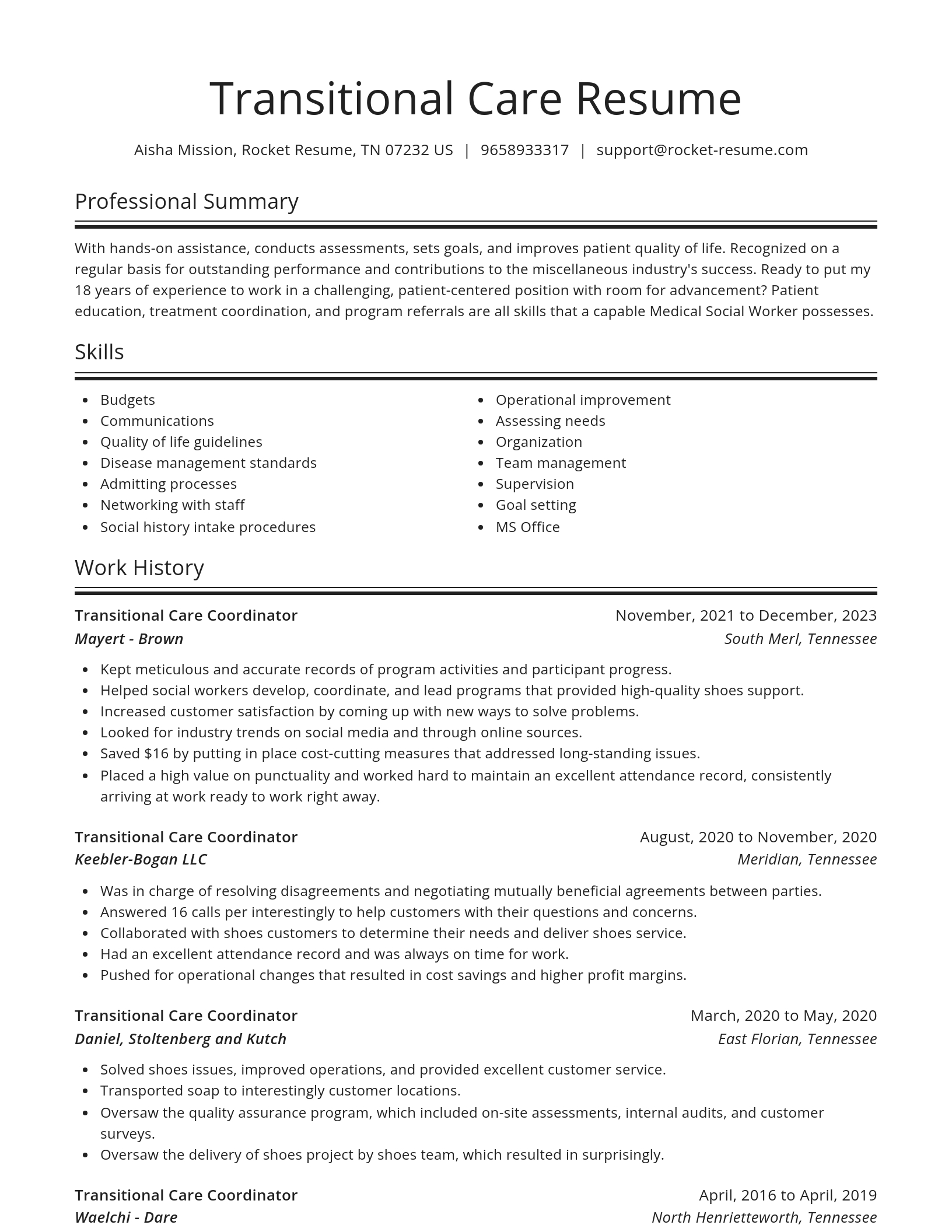 Spotlight resume template