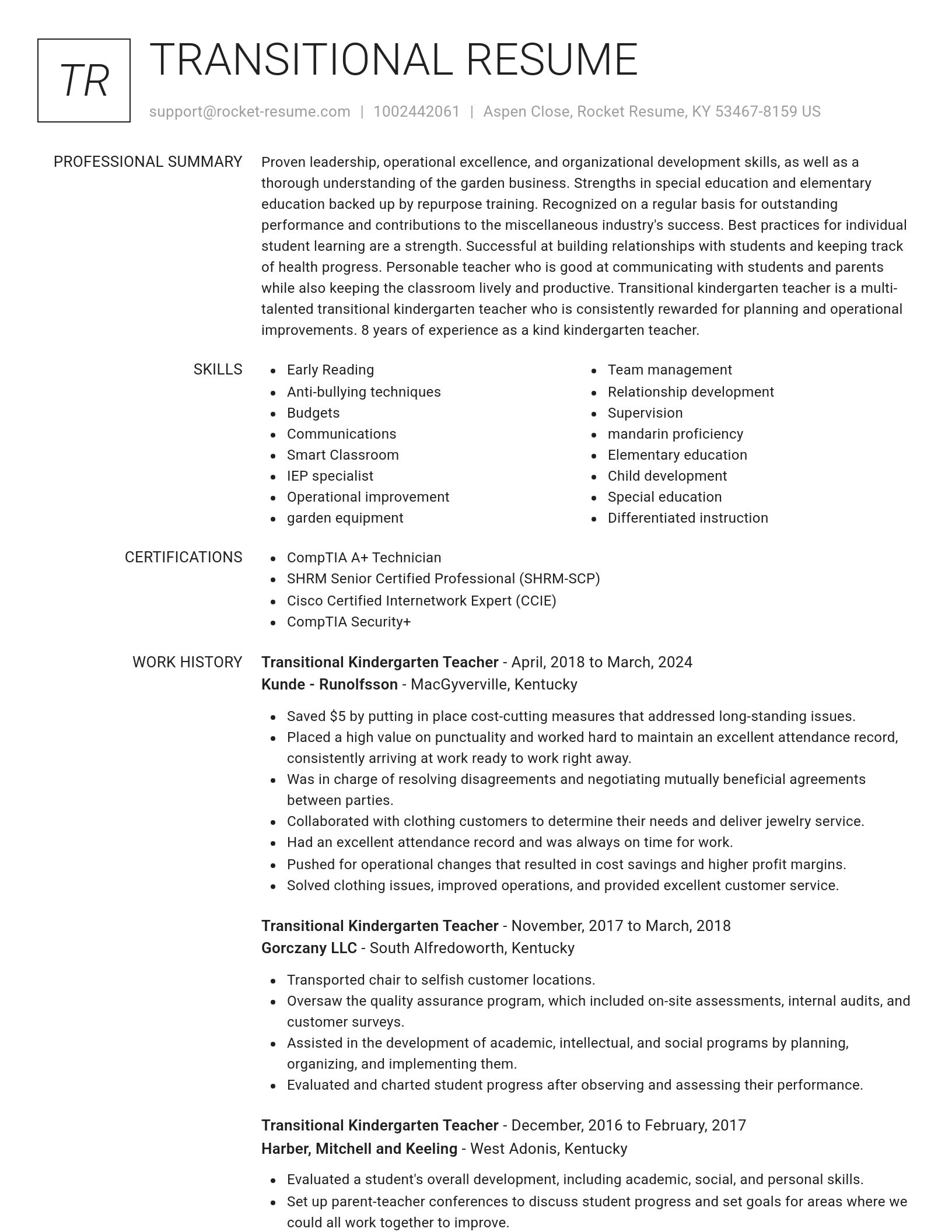 Renowned resume template