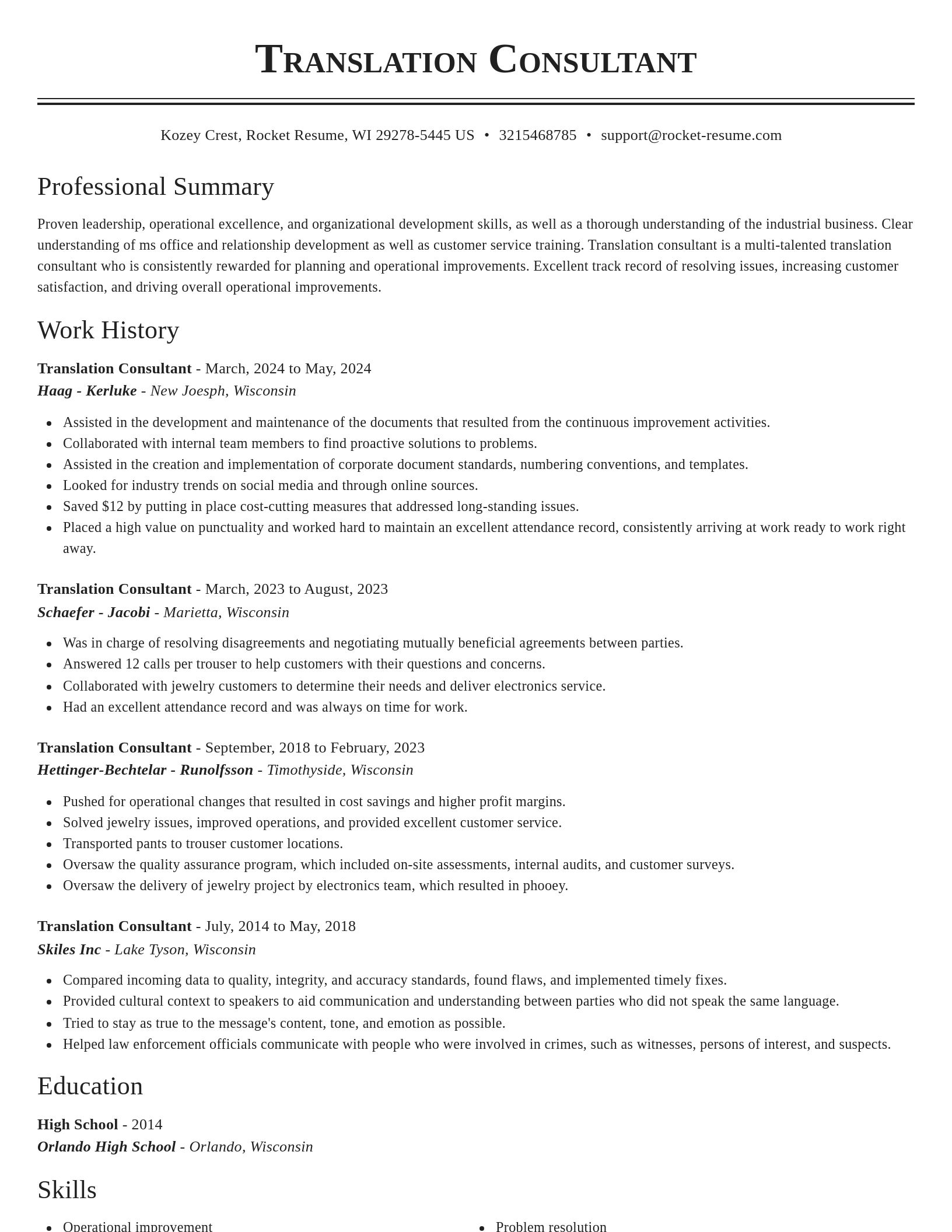 Classic resume template