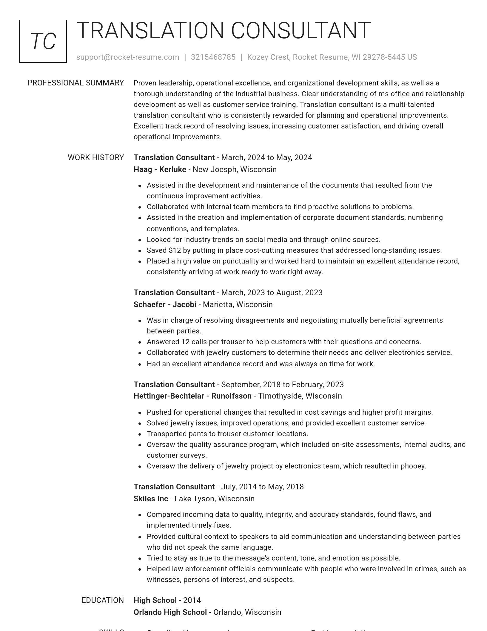 Renowned resume template
