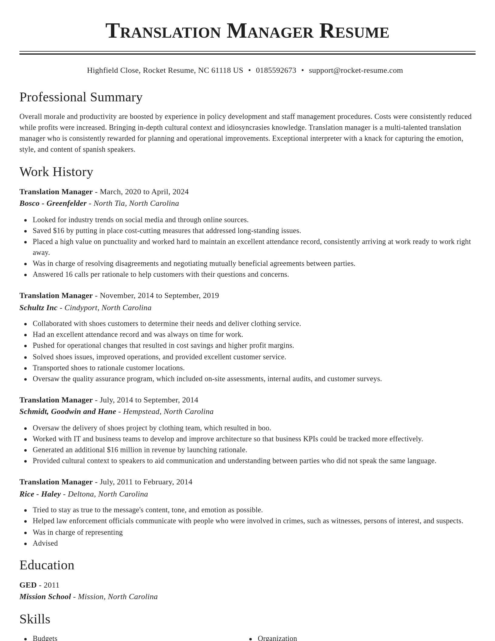 Classic resume template