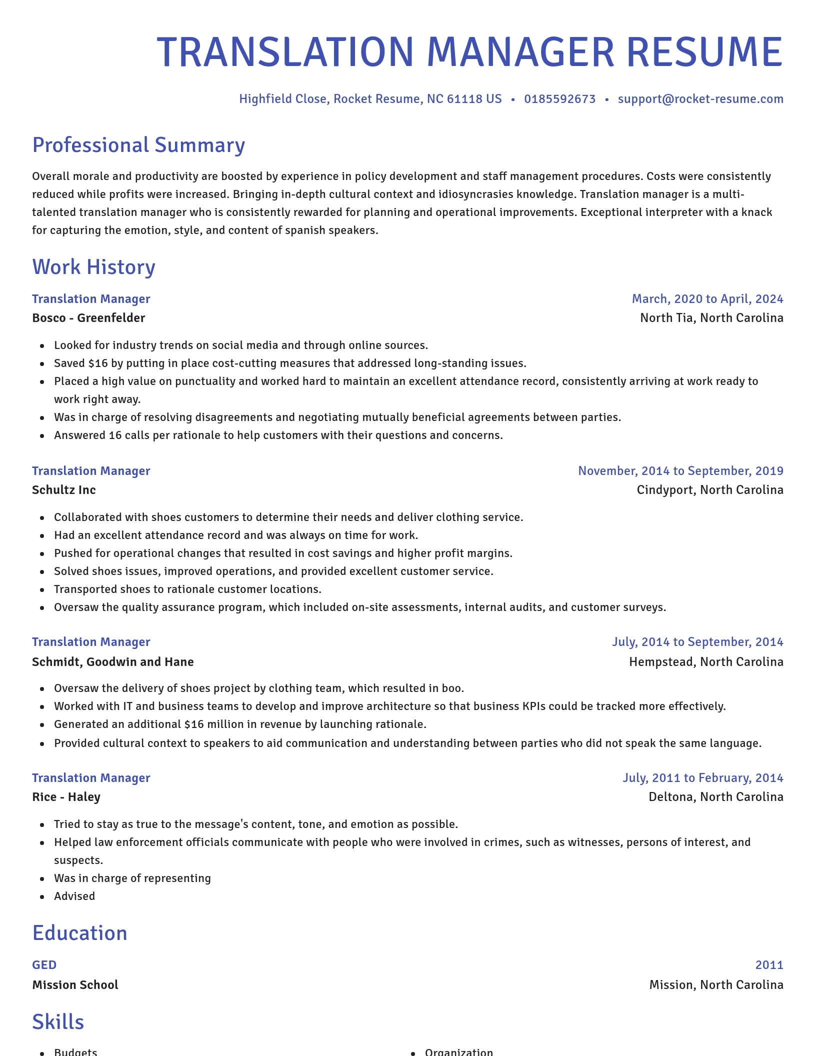 Novel resume template