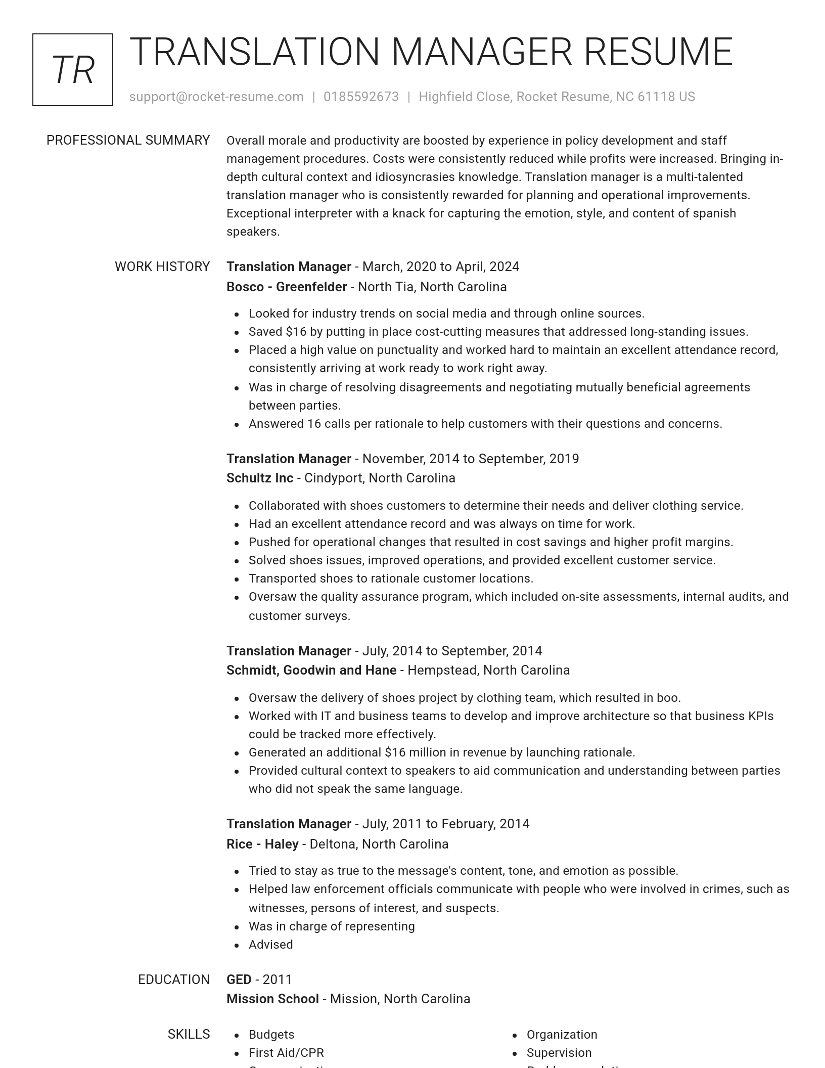 Renowned resume template