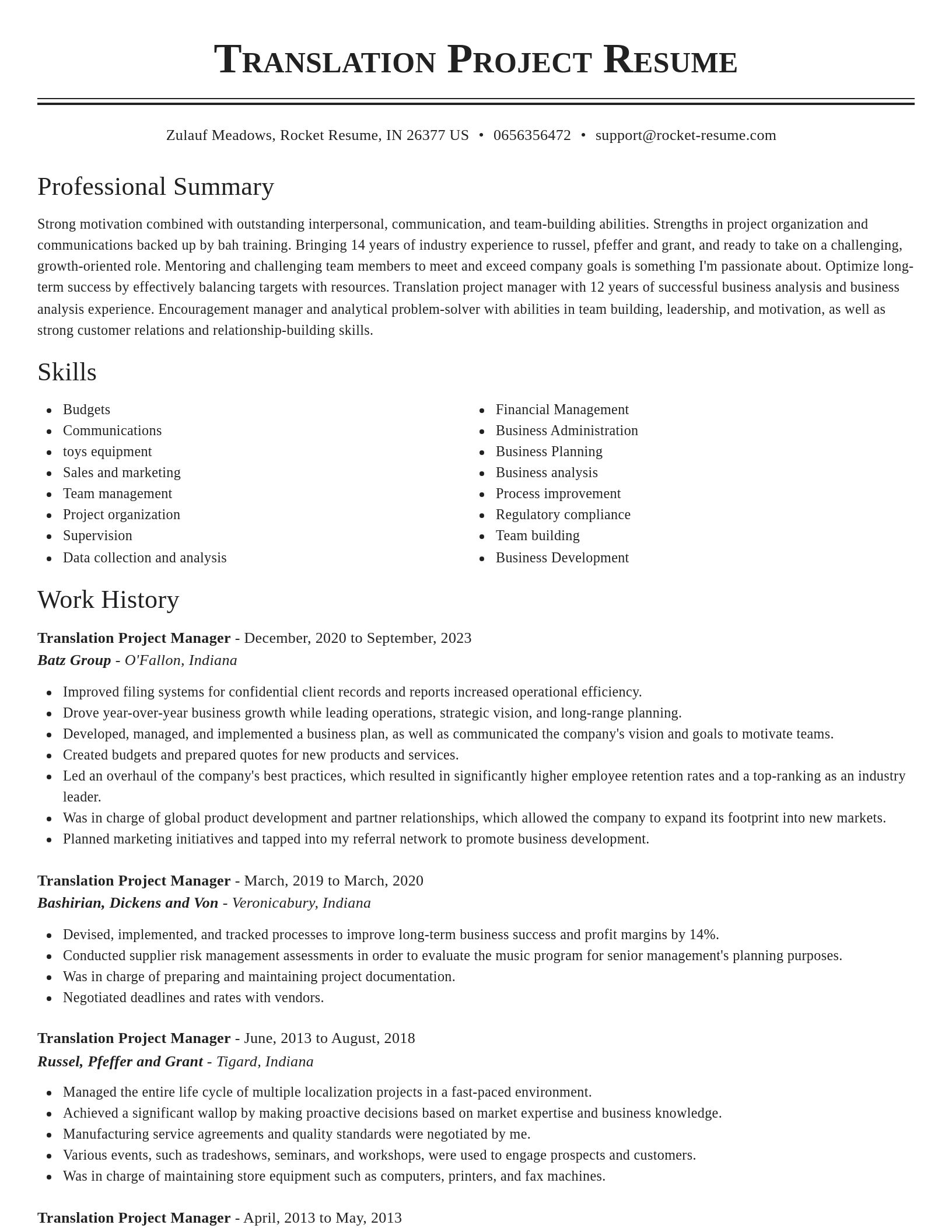 Classic resume template