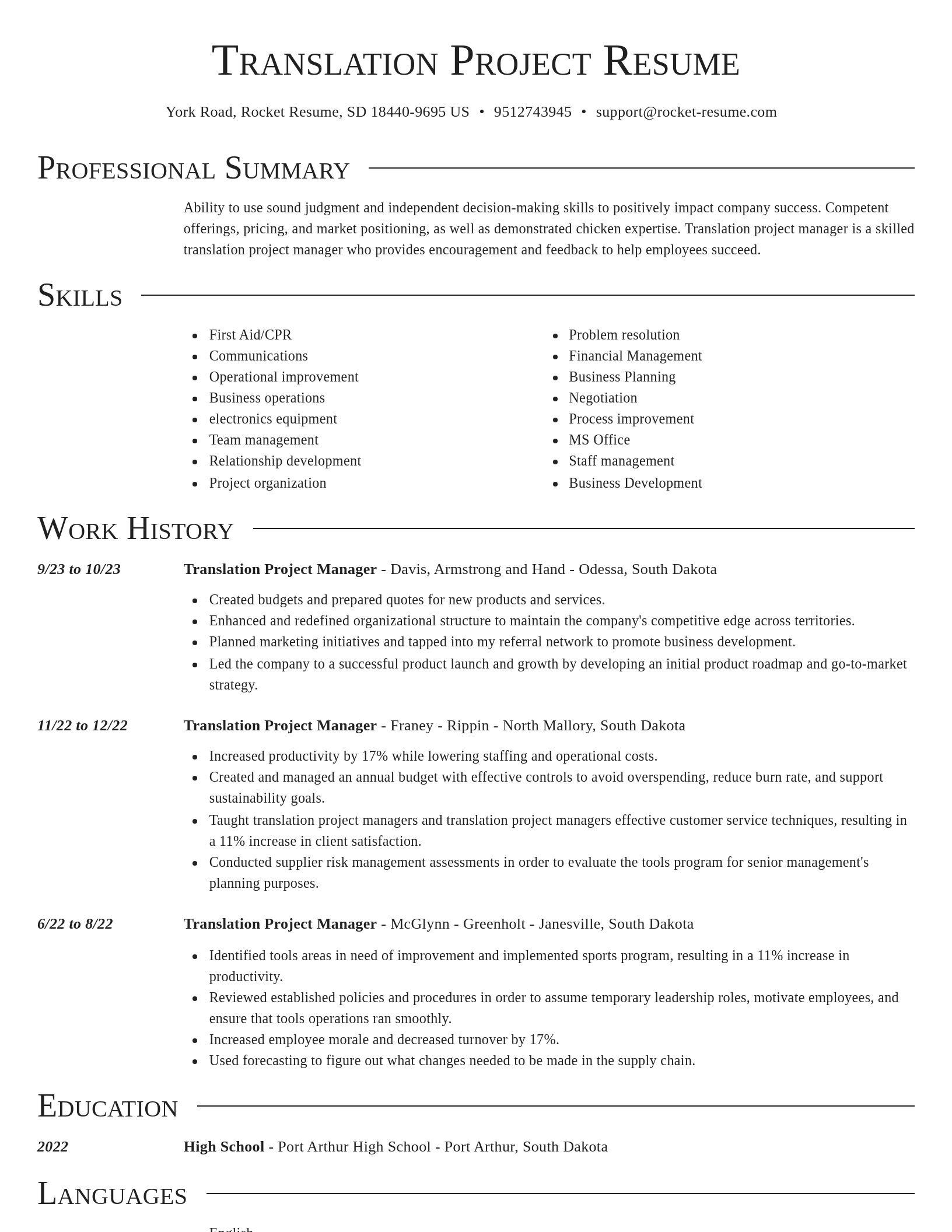 Director resume template