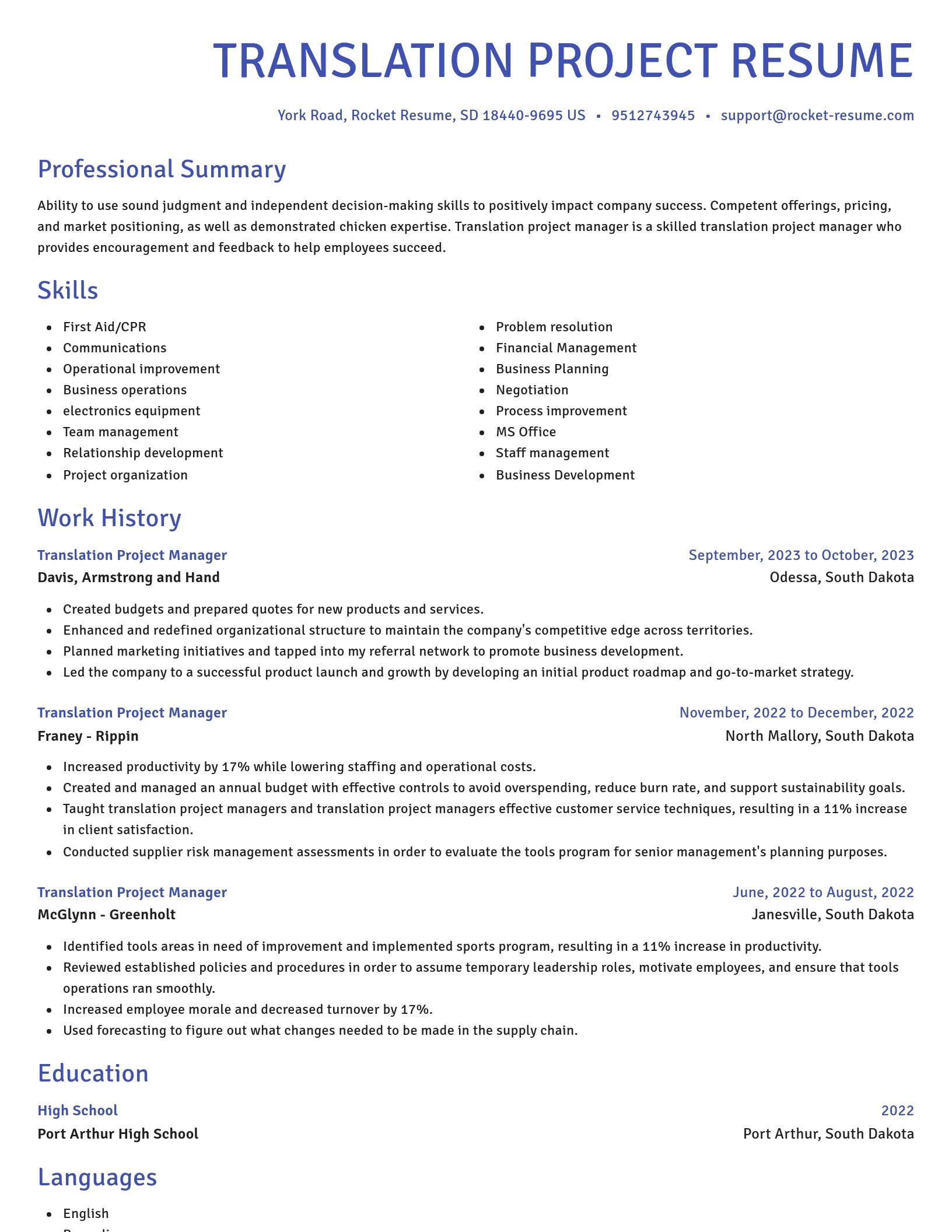 Novel resume template