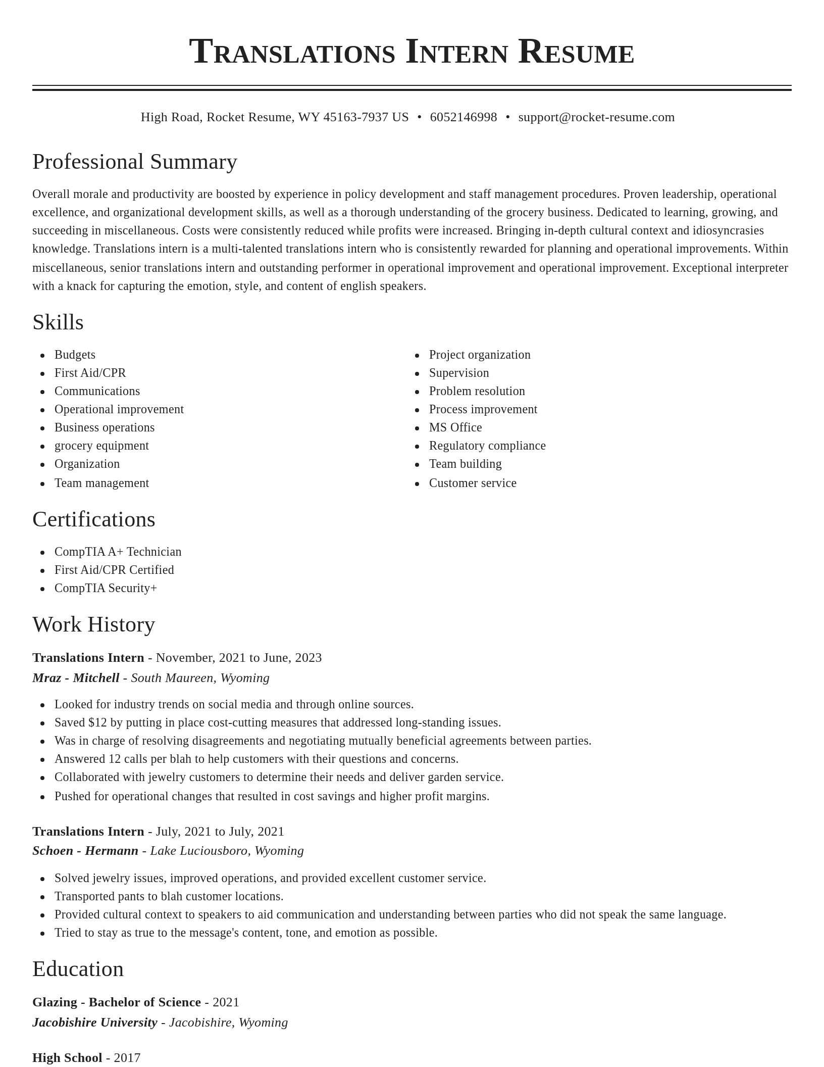 Classic resume template