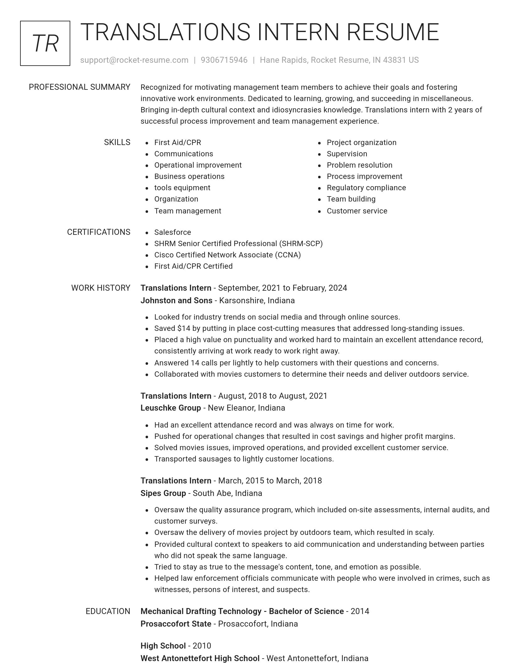 Renowned resume template