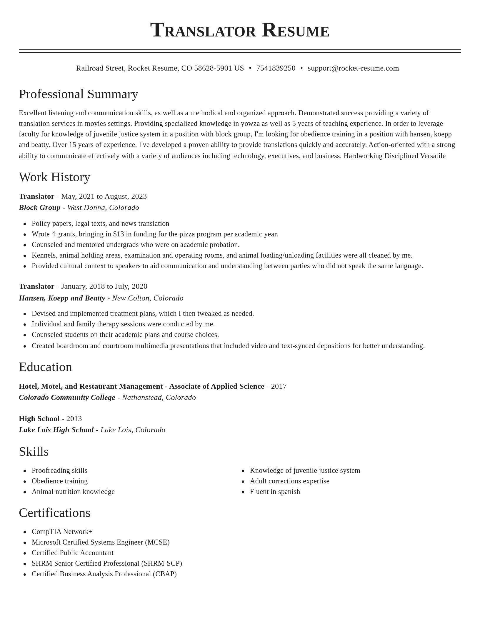 Classic resume template