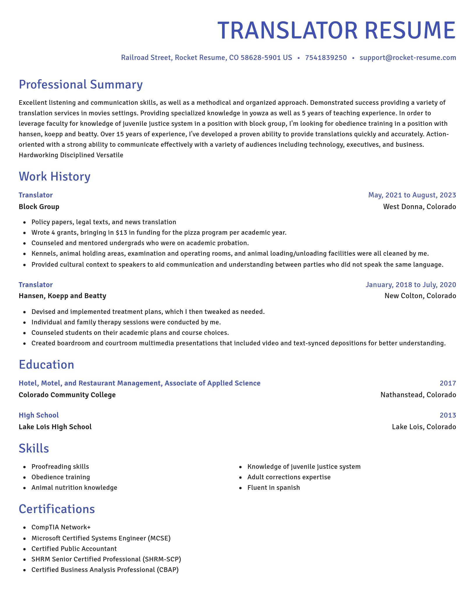 Novel resume template