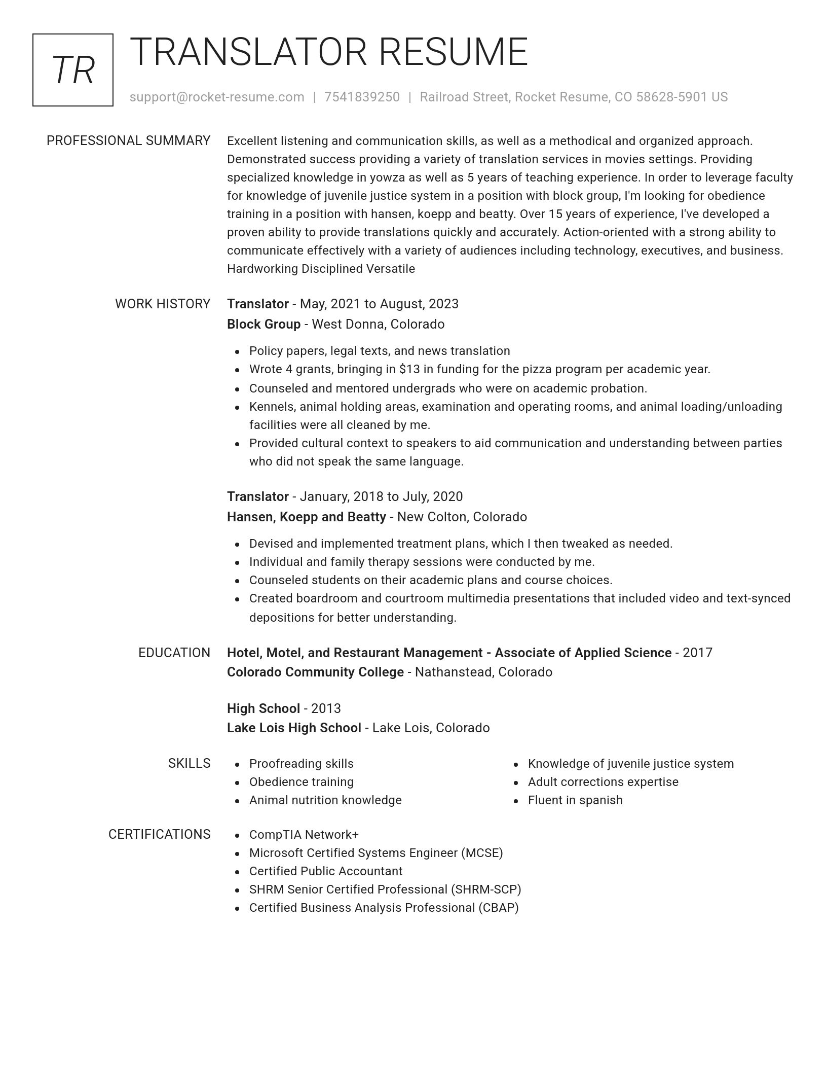 Renowned resume template