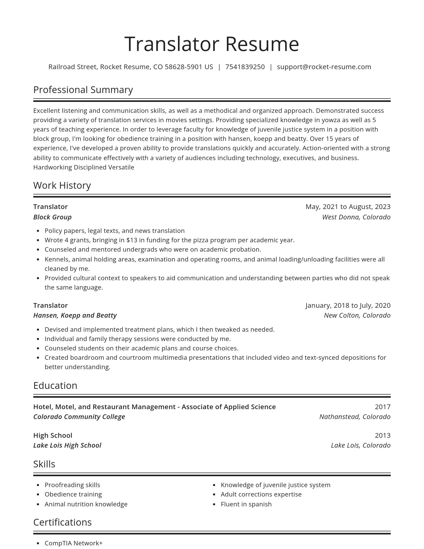 Spotlight resume template