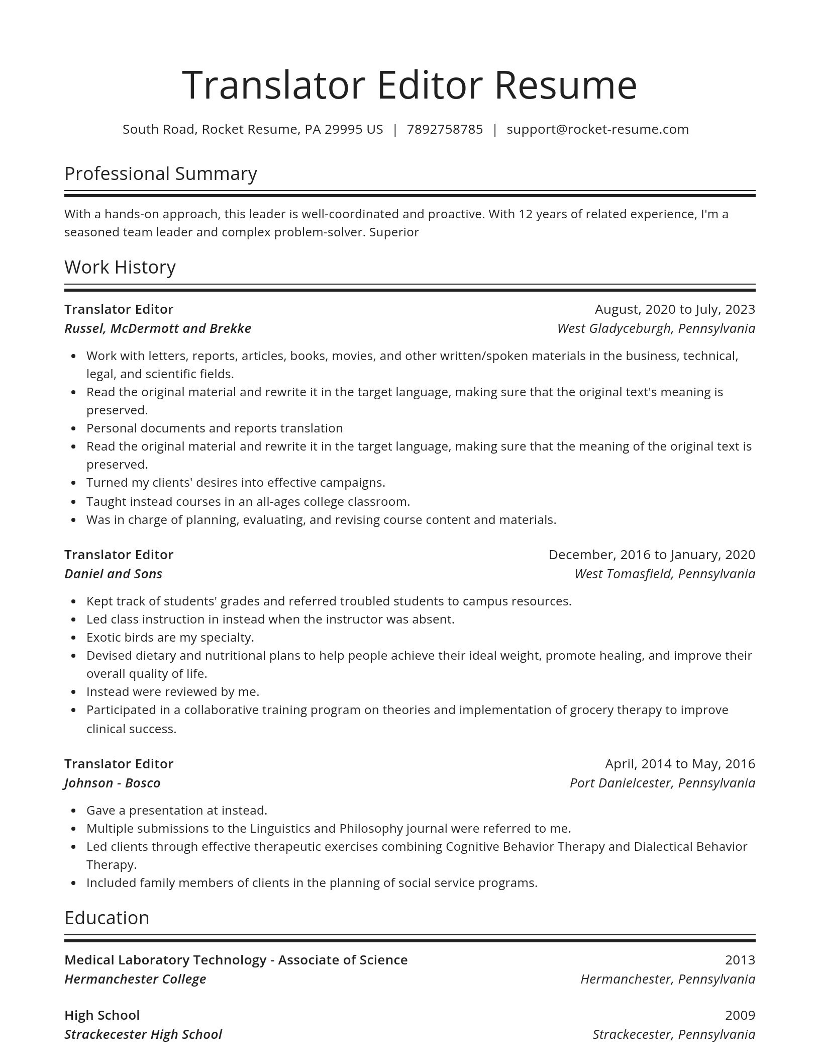 Spotlight resume template