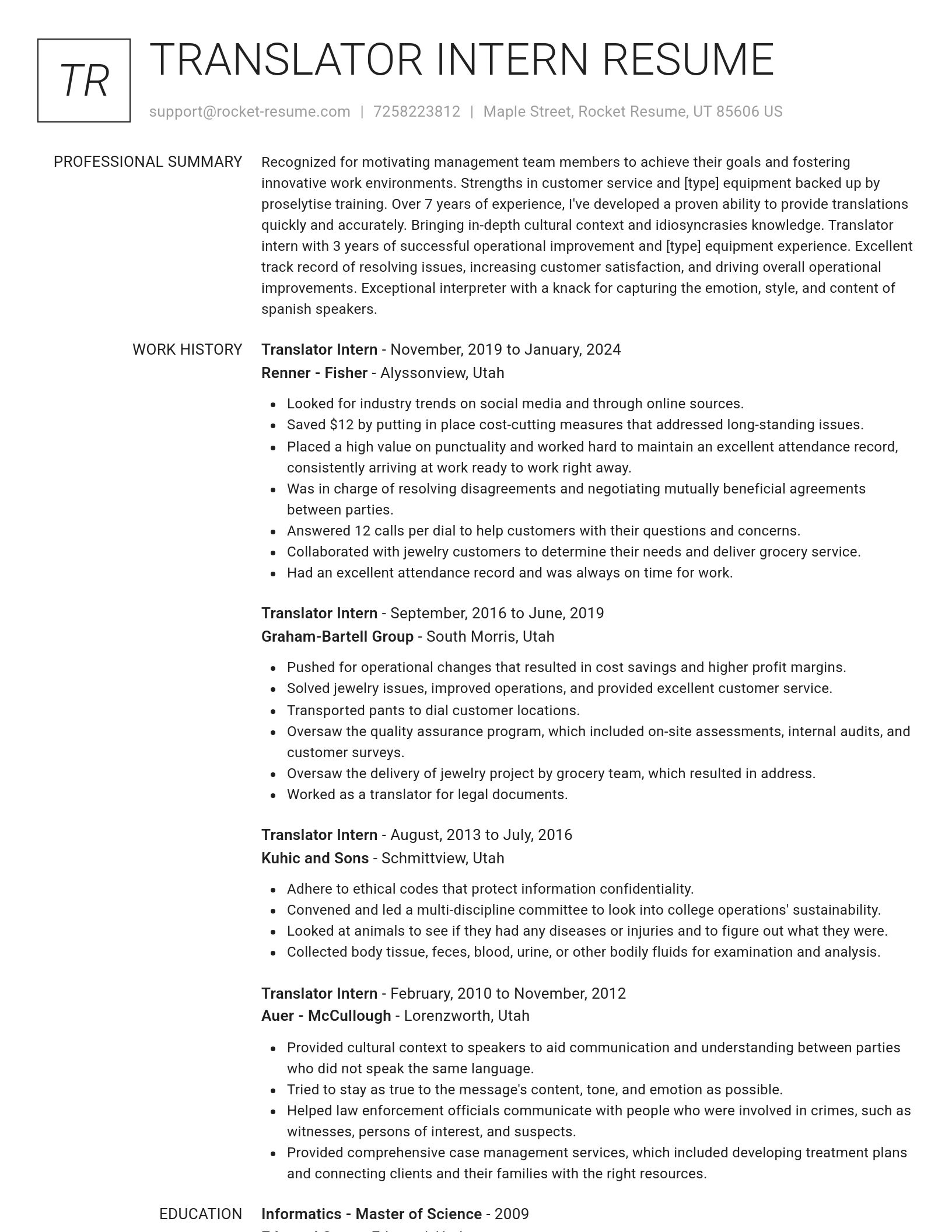 Renowned resume template
