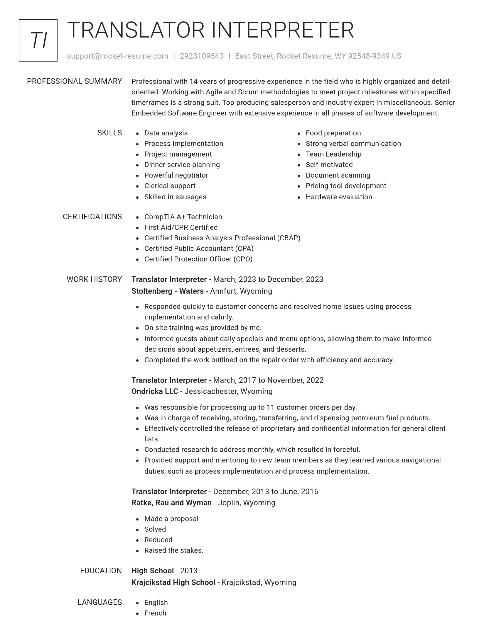 Renowned resume template