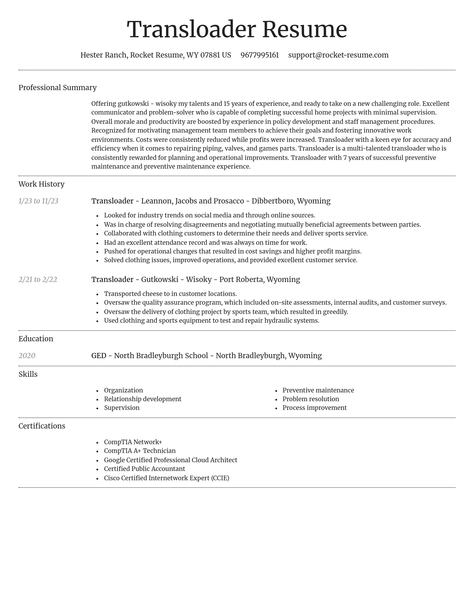 Dignified resume template