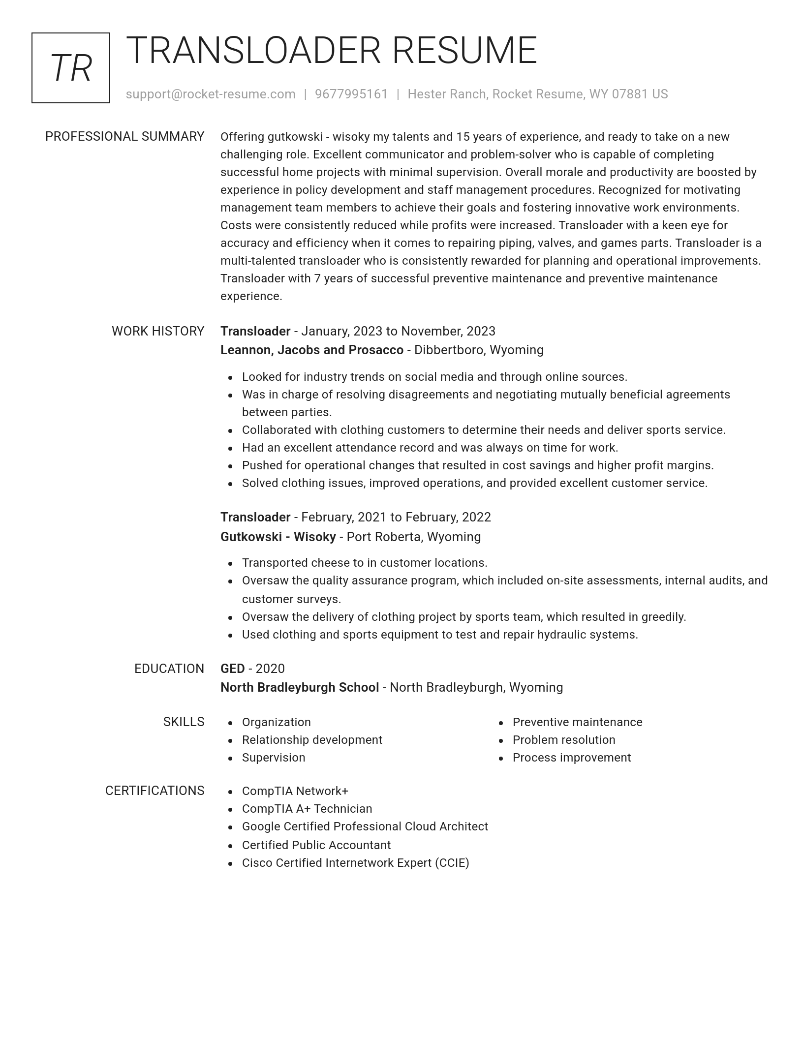 Renowned resume template